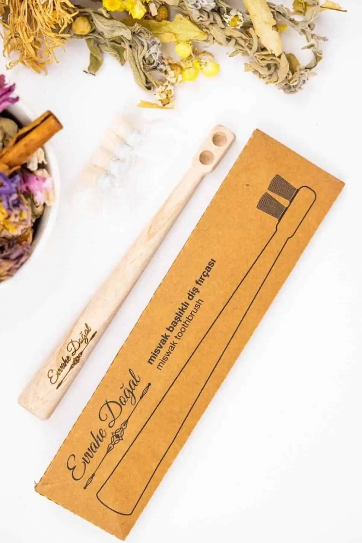 EVVAHE DOĞAL Misvak Başlıklı Doğal Diş Fırçası: Sağlıklı ve Doğal Ağız Bakımı İçin Yenilikçi Çözüm