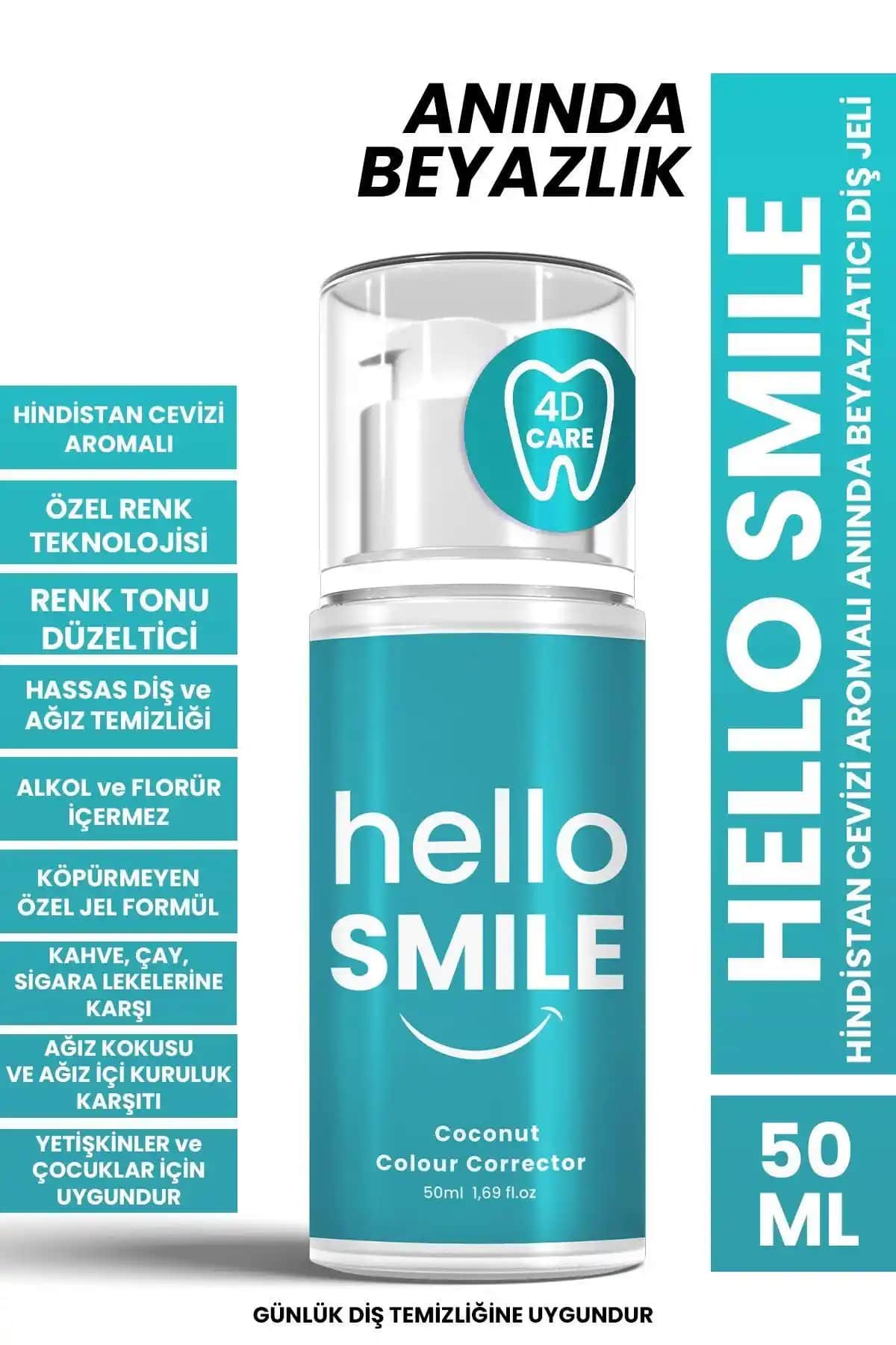 Hello Smile Hindistan Cevizi Aromalı Beyazlatıcı Diş Jeli ile Etkili ve Doğal Ağız Bakımı