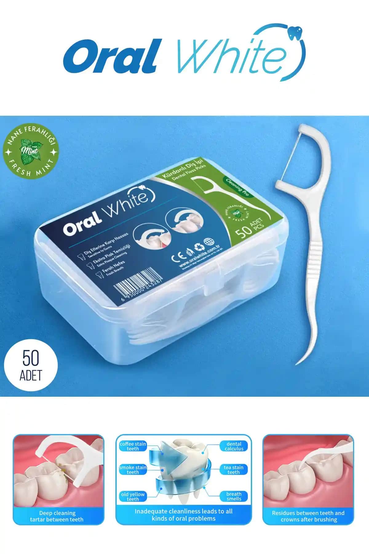 Oral White Cleaning Pro Naneli Diş İpi: Günlük Ağız Bakımında Pratik ve Etkili Çözüm