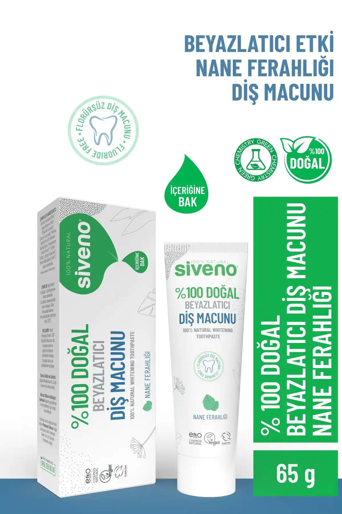 Siveno %100 Doğal Diş Macunu Beyazlatıcı ve Ferahlatıcı Özellikleriyle Güvenli Kullanım