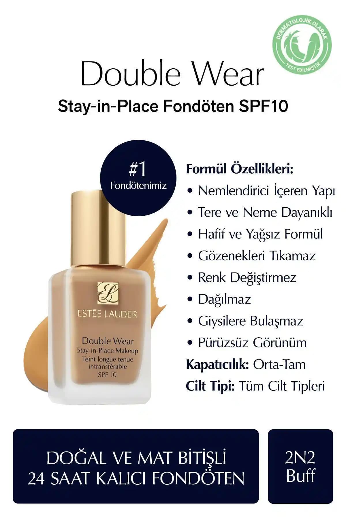 Estée Lauder Double Wear Stay-in-Place Fondöten SPF 10: Uzun Süre Dayanıklı ve Doğal Görünüm
