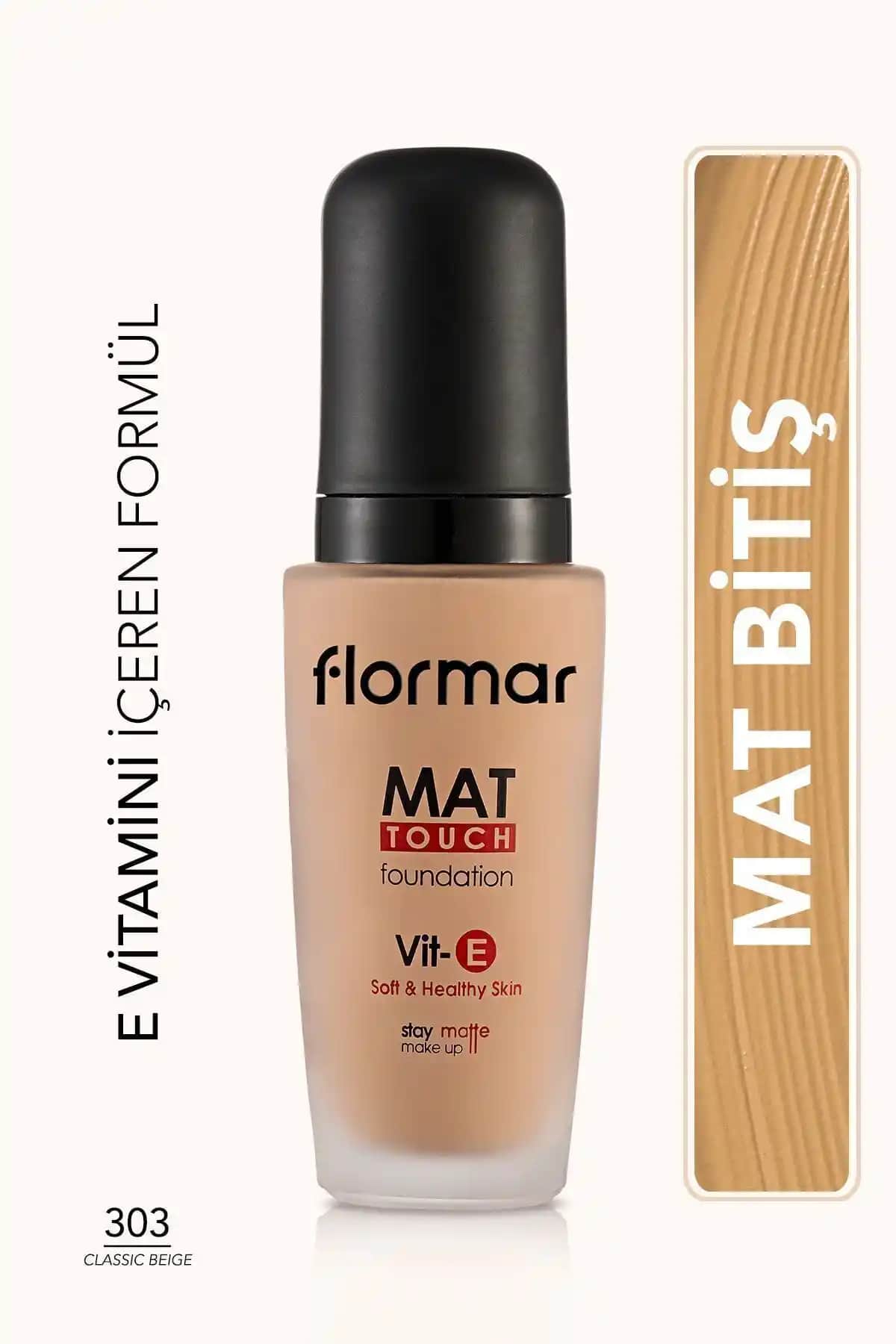Flormar Mat Bitişli Fondöten Sıcak Alt Ton M303 Classic Beige - Yüksek Kapatıcı ve Mat Görünüm