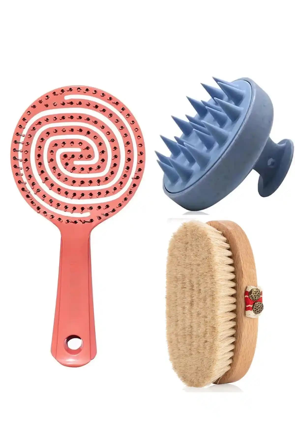 ROWENAROSE %100 Doğal At Kılı Fırçası ve 3 Boyutlu Tarak Seti ile Saç Bakımında Doğal Çözüm