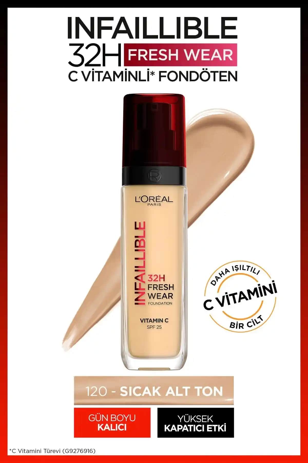 L'Oreal Paris Infaillible 24h Fondöten 120 Vanilla - Uzun Süreli Kapatıcı ve Doğal Görünüm
