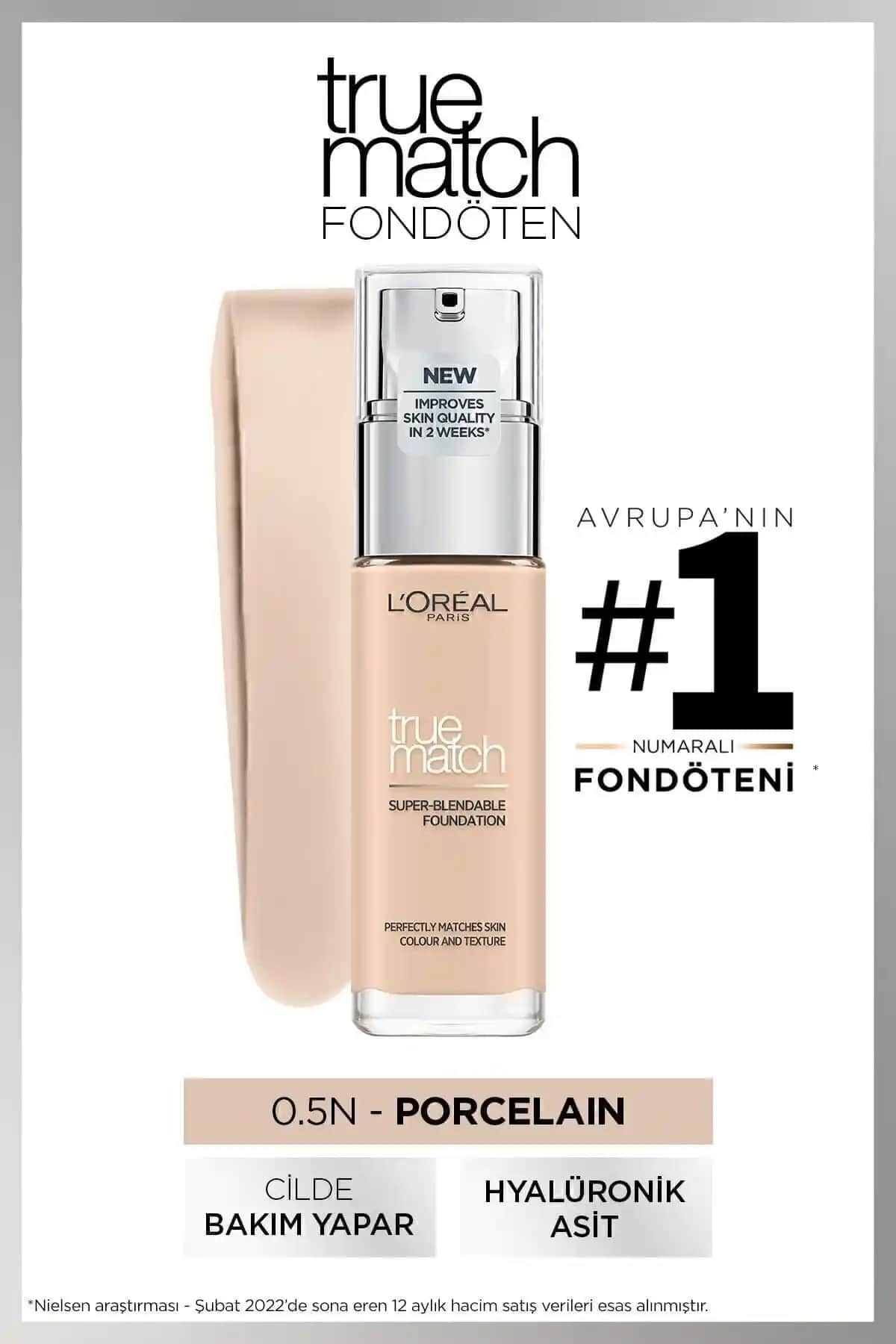 L'Oreal Paris True Match Bakım Yapan Fondöten 0.5N Porcelain ile doğal ve sağlıklı makyaj deneyimi