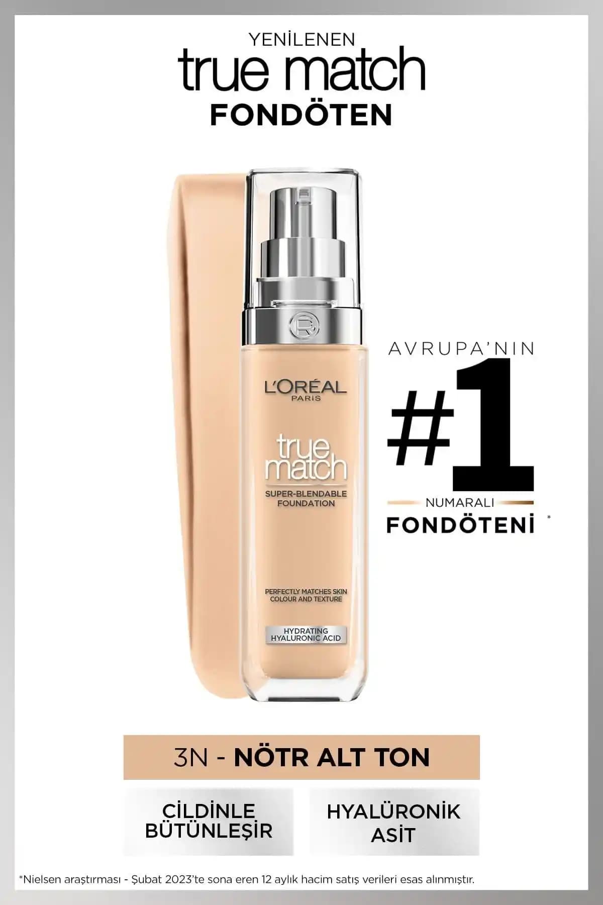 L'Oreal Paris True Match Bakım Yapan Fondöten - Doğal ve Kalıcı Makyaj İçin Uygun