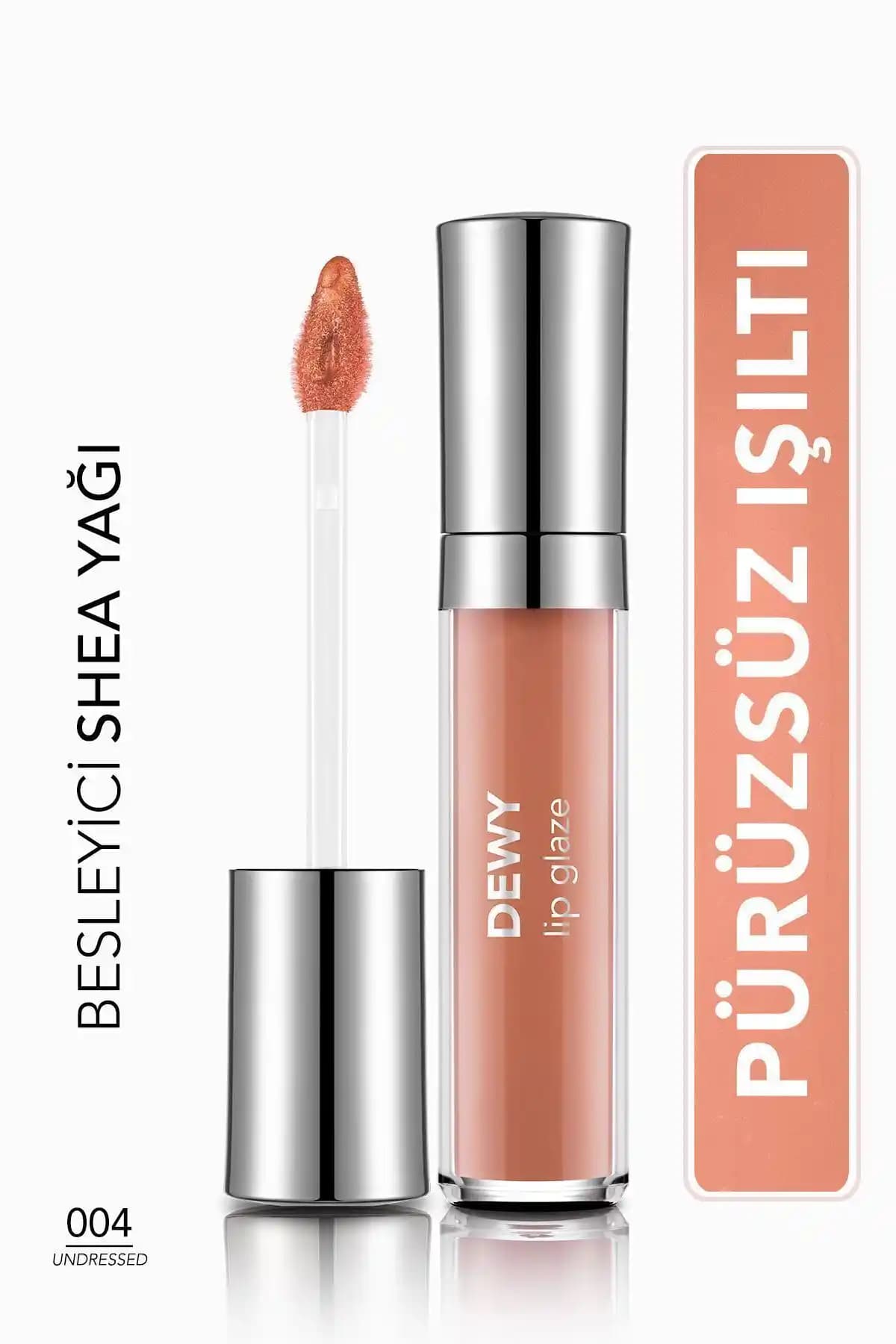 Flormar Besleyici Dudak Parlatıcısı Dewy Lip Glaze 004 Undressed ile doğal parlaklık