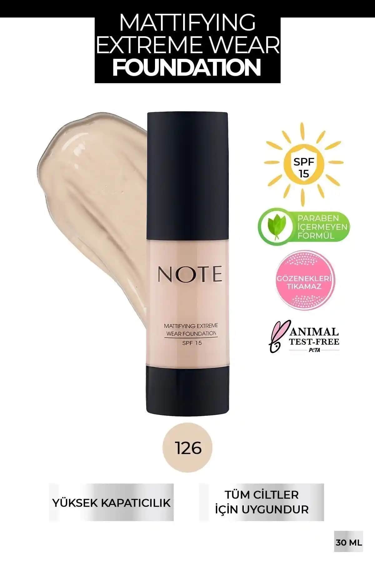 Note Cosmetics Mattifying Extreme Wear SPF 15: Yağlı ve Karma Ciltler İçin Günlük Fondöten