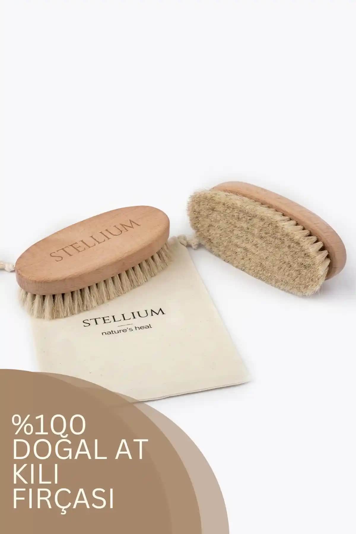 STELLIUM %100 Doğal At Kılı Fırçası ile Selülit Azaltma ve Cilt Sağlığı Destekleri