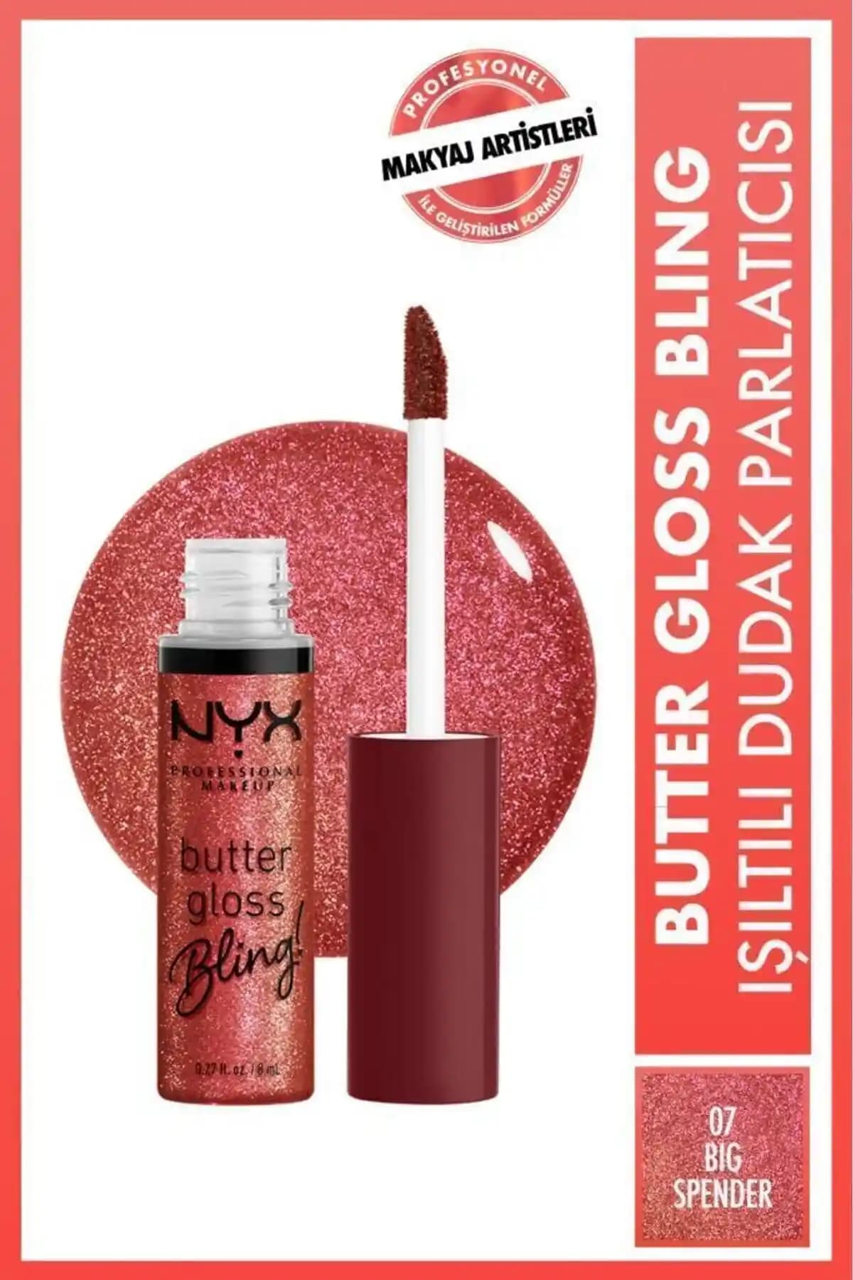 NYX Butter Gloss Bling Dudak Parlatıcısı 07 Big Spender Parlak ve Doğal Görünüm İçin