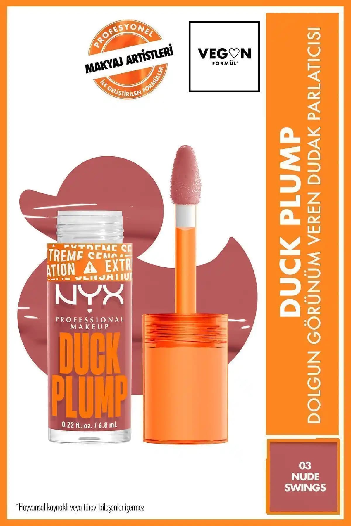 NYX Duck Plump Dudak Parlatıcısı 03 Nude Swings ile Doğal ve Dolgun Dudaklar