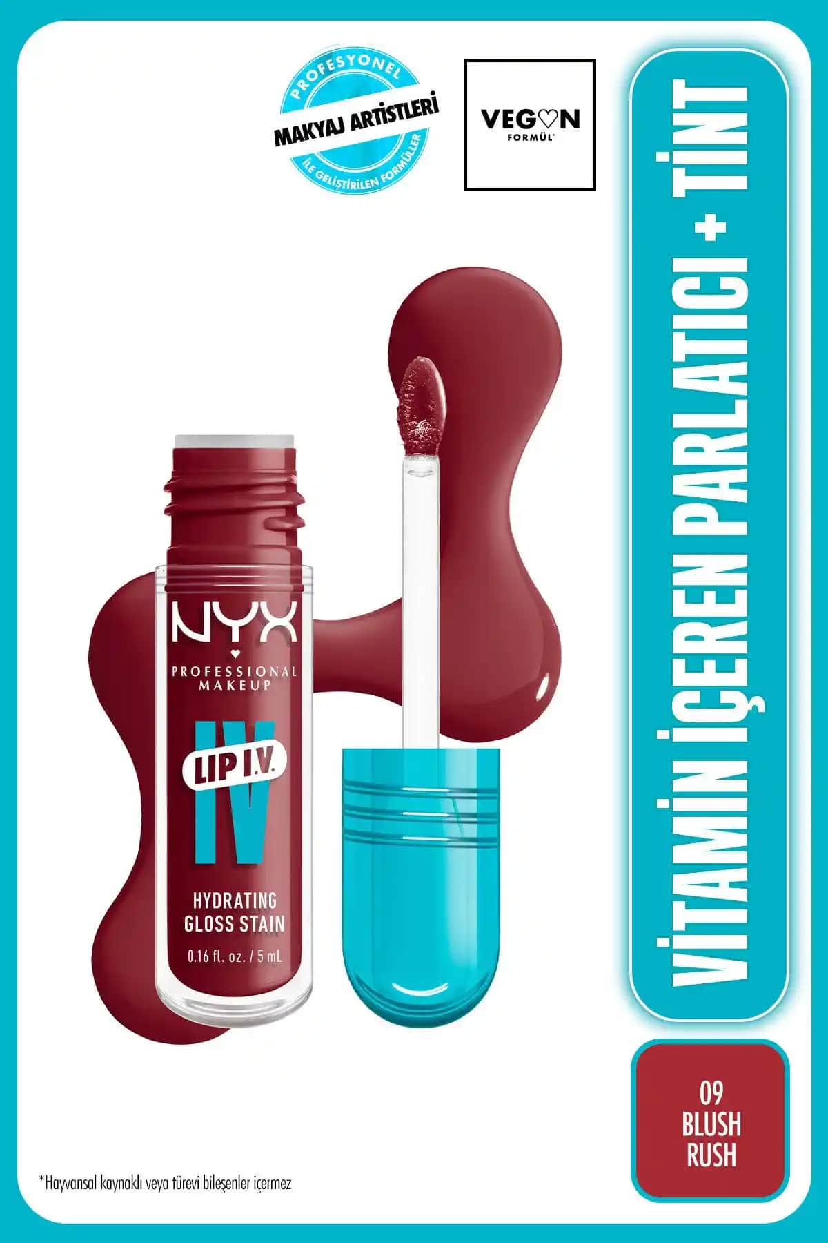 NYX Lip I.V. Vitamin İçeren Parlatıcı ve Tint: Doğal ve Kalıcı Dudak Renkleri İçin Çok Fonksiyonlu Ürün