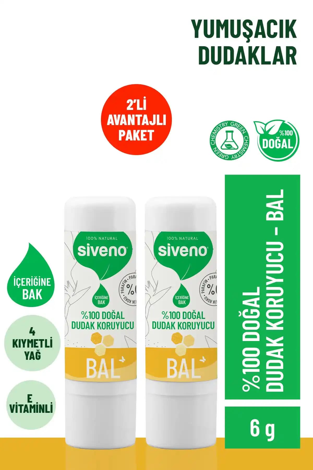 Siveno %100 Doğal Dudak Koruyucu Bal Bitkisel Lipbalm ile Dudaklarınızı Koruyun