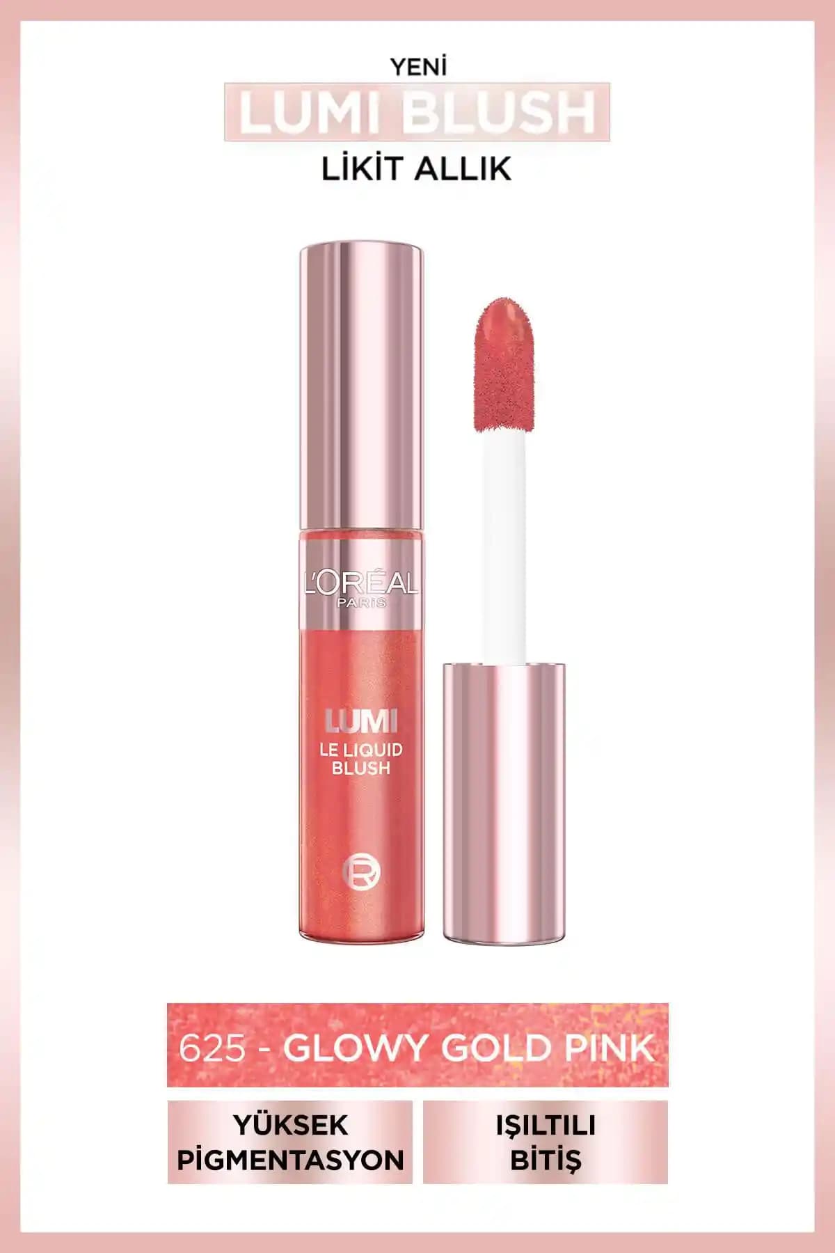 L'Oreal Paris Lumi Blush Likit Allık 625 Glowy Gold Pink Doğal ve Parlak Görünüm Sağlar