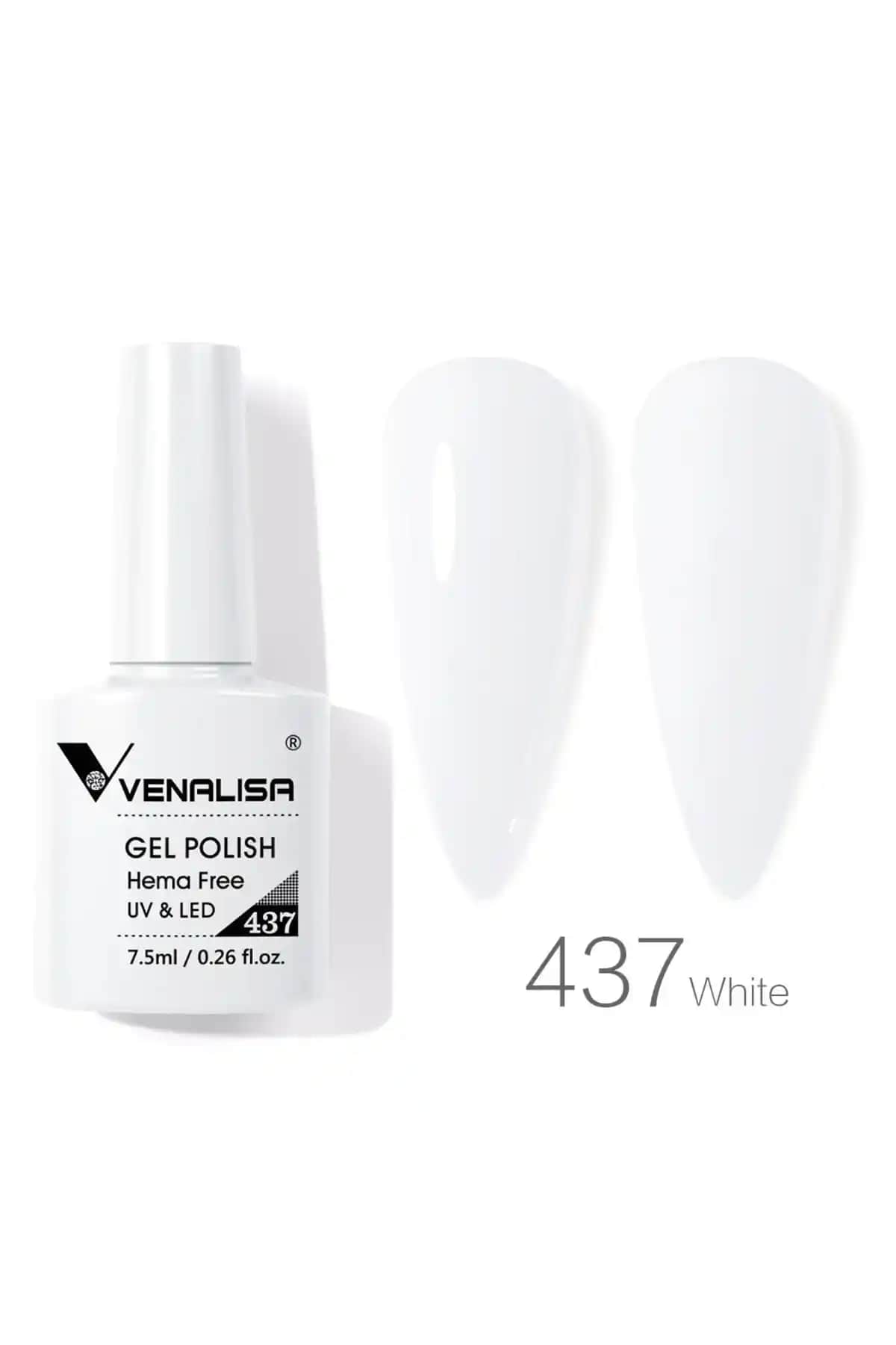 Venalisa 7.5 ml Hema-Free UV LED Kalıcı Oje No 437 Beyaz Renkli ve Hızlı Kuruyan