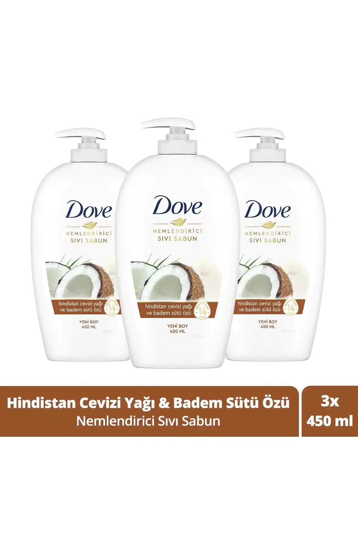 Dove Nemlendirici Sıvı Sabun Hindistan Cevizi Yağı ve Badem Sütü ile Yumuşak ve Nemli Cilt İçin