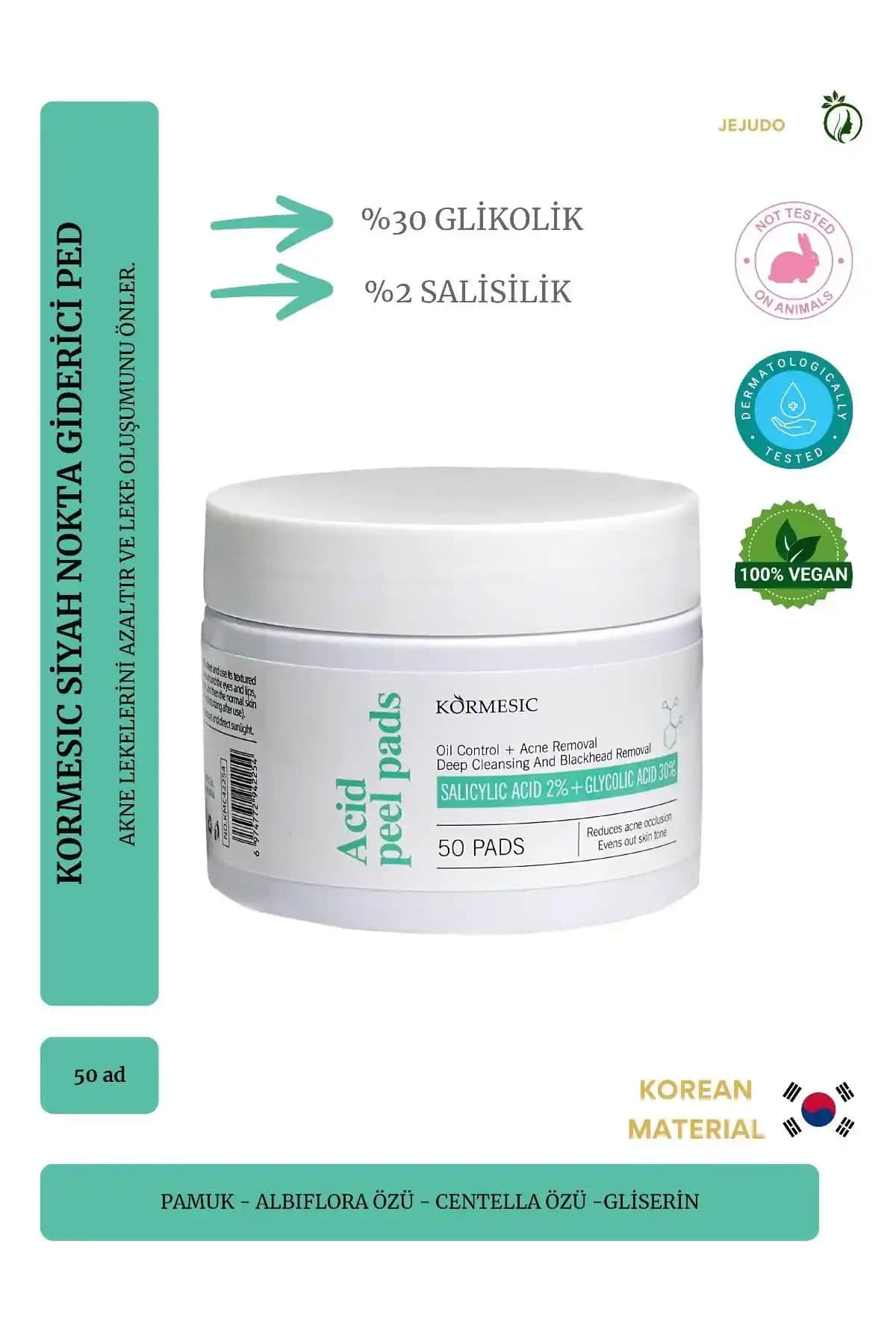 Jejudo Salisilik ve Glikolik Asit Pedleri ile Gözenek ve Akne Sorunlarına Çözüm