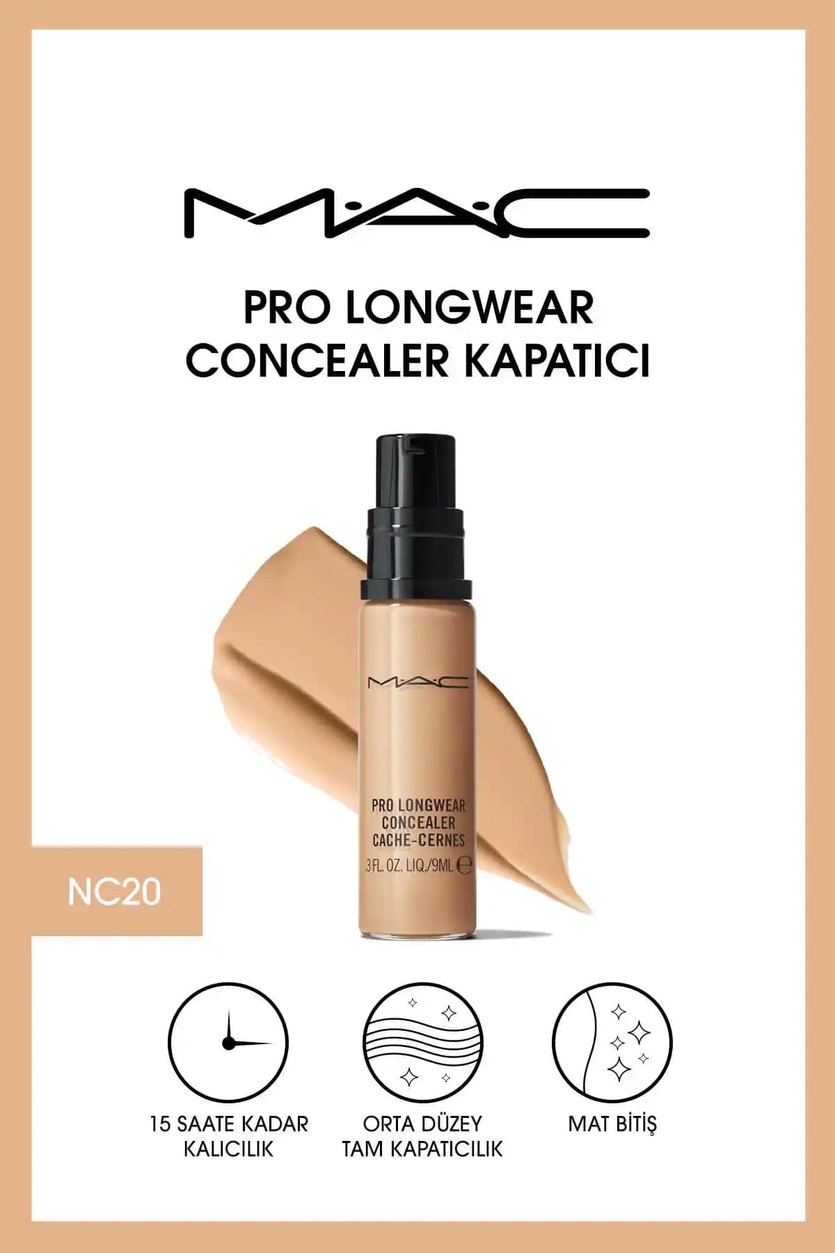 Mac Pro Longwear Concealer NC20 Göz Altı Kapatıcısı Uzun Süre Dayanıklı ve Yüksek Kapatıcılık