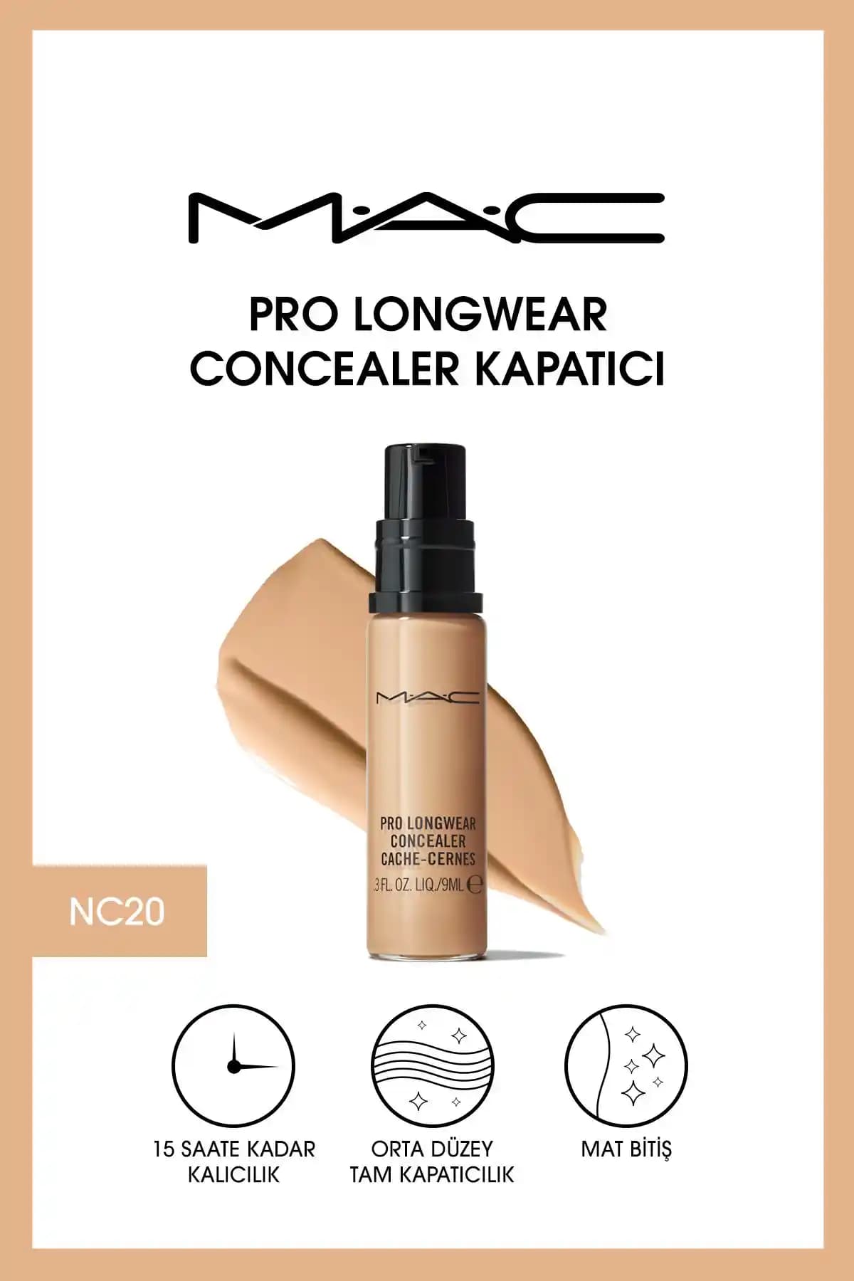 Mac Pro Longwear Concealer NC20 Göz Altı Kapatıcısı Uzun Süre Dayanıklı ve Yüksek Kapatıcılık