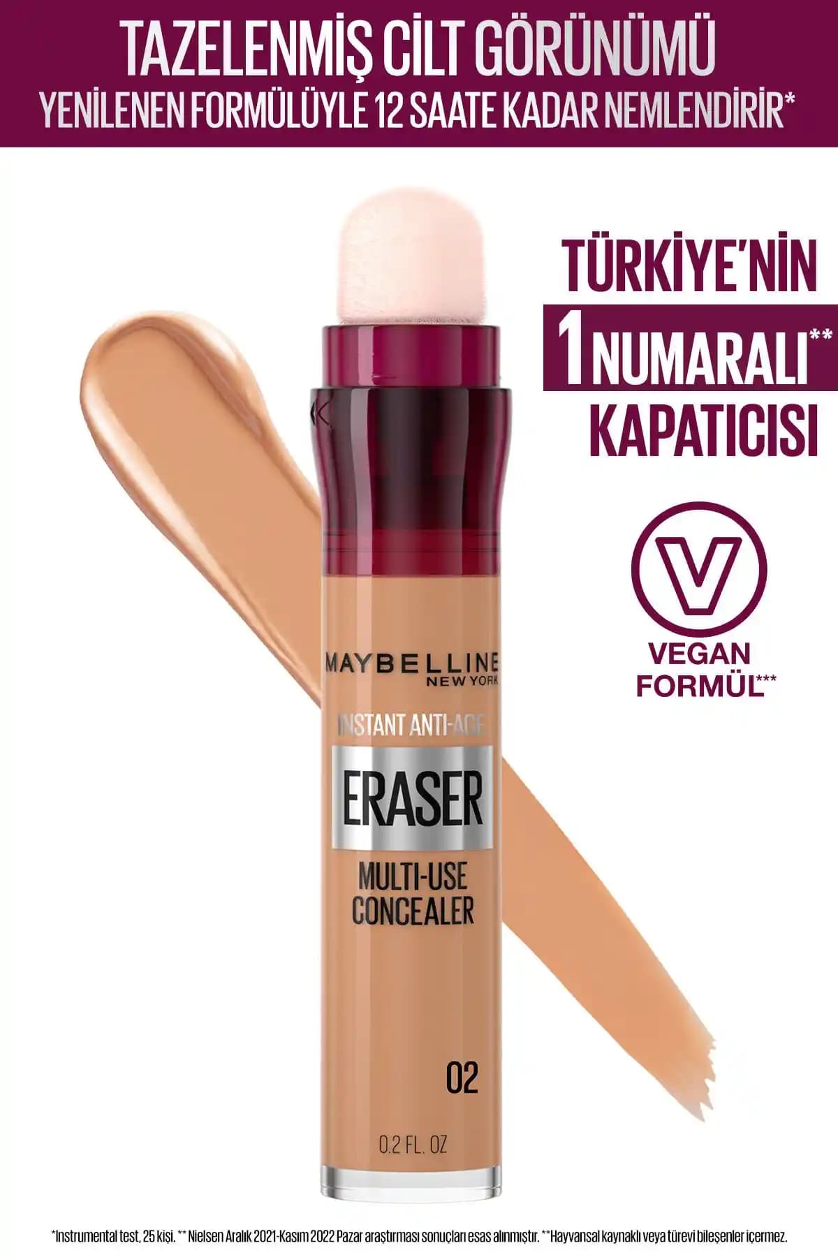 Maybelline New York Instant Anti Age Eraser Kapatıcı 02 Nude - Doğal ve Kusursuz Makyaj İçin Uygun