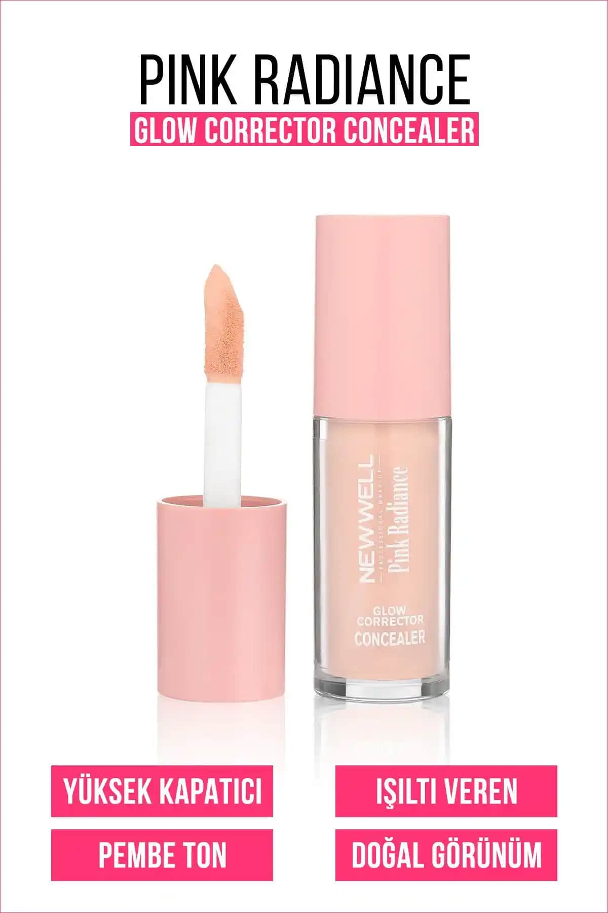 New Well Pink Radiance Glow Corrector Concealer ile doğal ve parlak cilt görünümü elde edin