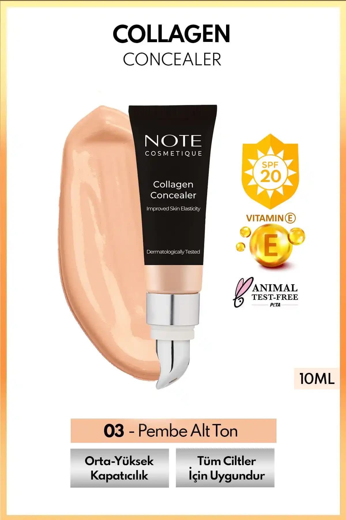 Note Cosmetics Collagen Concealer SPF 20: Günlük Kullanım İçin Çok Yönlü ve Doğal Görünüm Sağlayan Kapatıcı