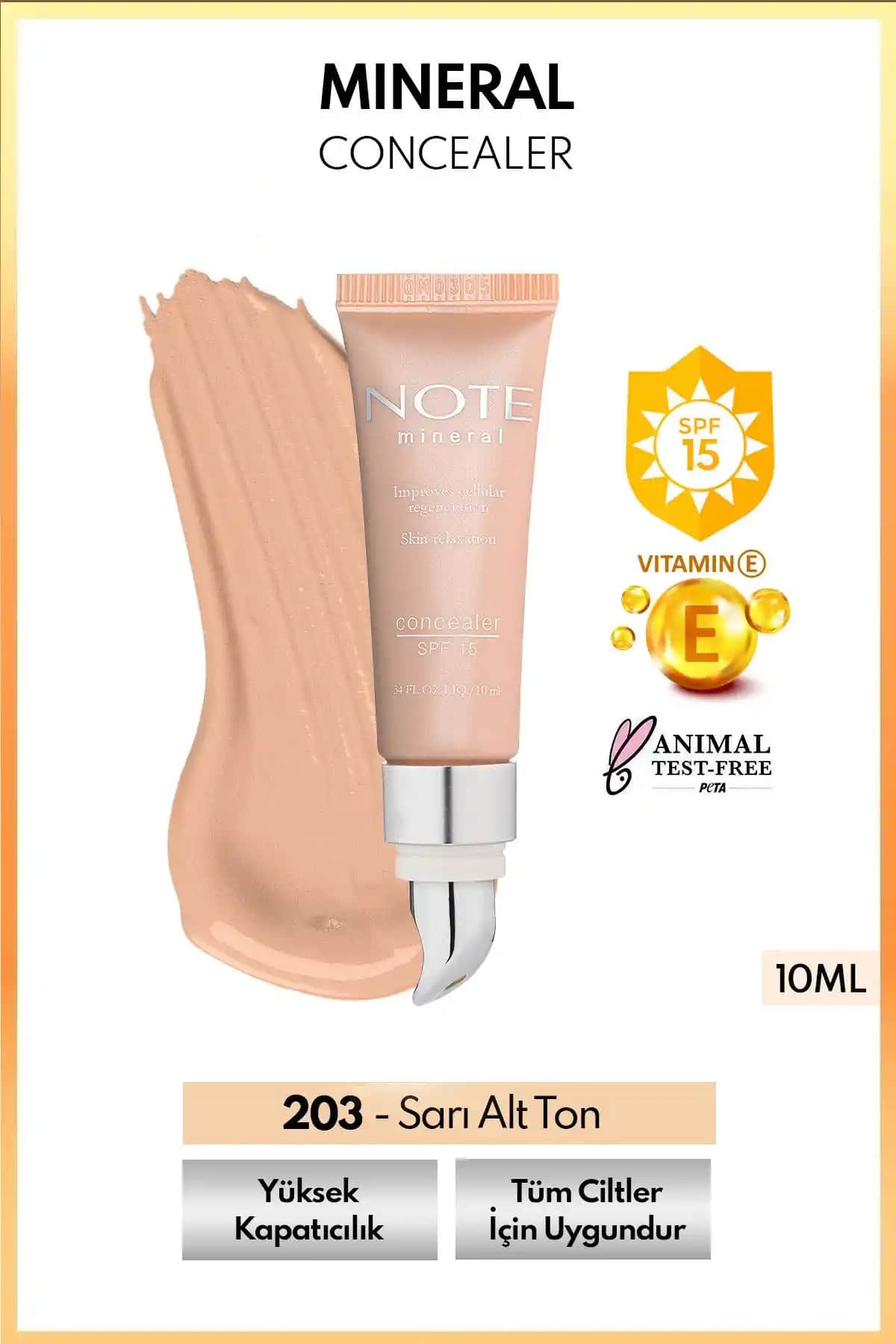 Note Cosmetics Mineral Concealer SPF 15 Göz Altı Kapatıcı Yüksek Kapatıcılık ve Doğal Görünüm İçin