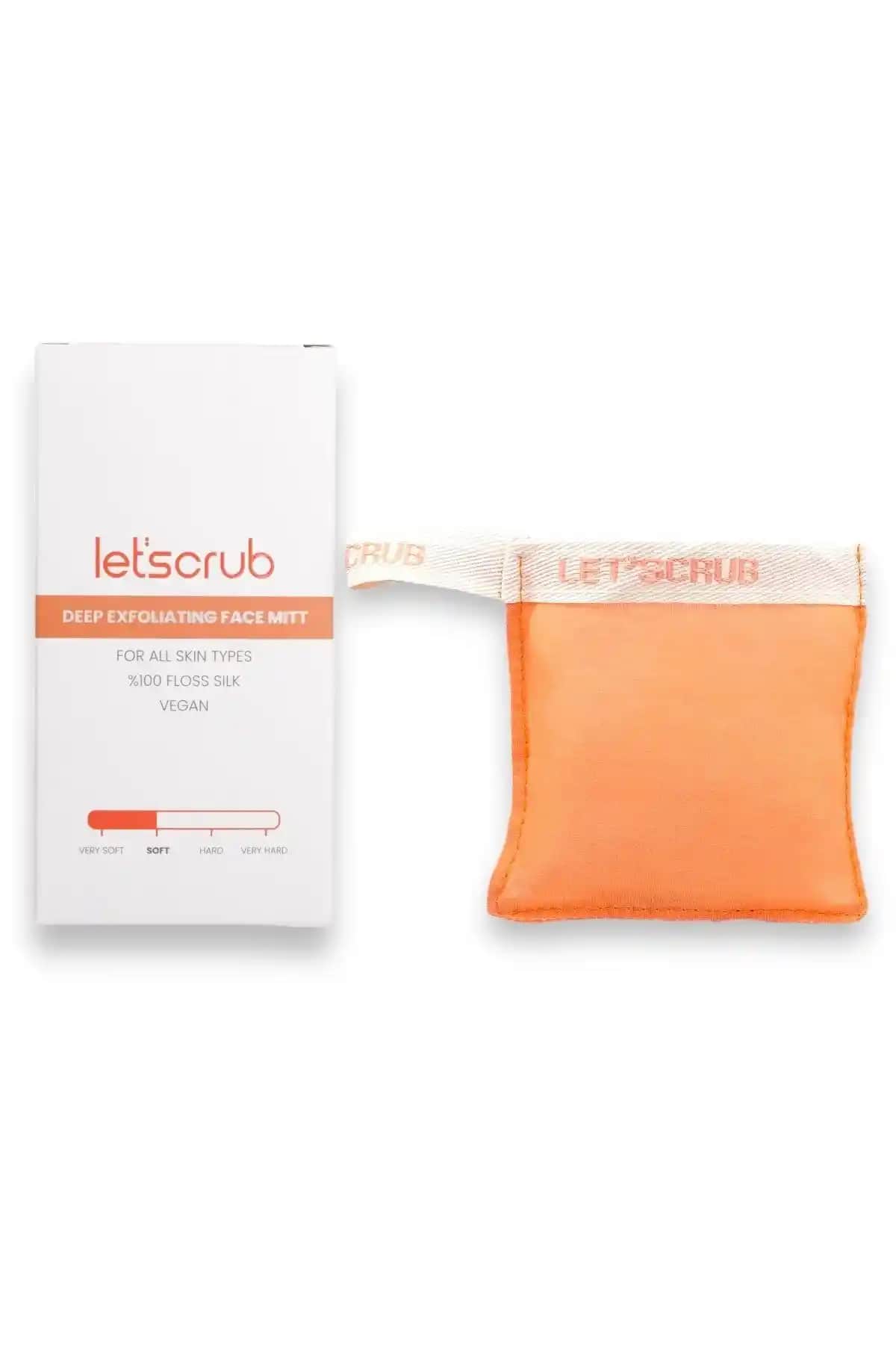 LET'SCRUB Yavruağzı Yüz Kesesi Floş Ipek Peeling Eldiveni ile Hassas ve Derinlemesine Temizlik