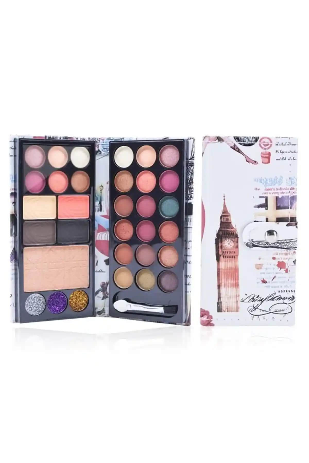 MUJGAN 2 Katlı Cüzdan Far Seti Beyaz London D Pratik ve Çok Renkli Makyaj Paleti