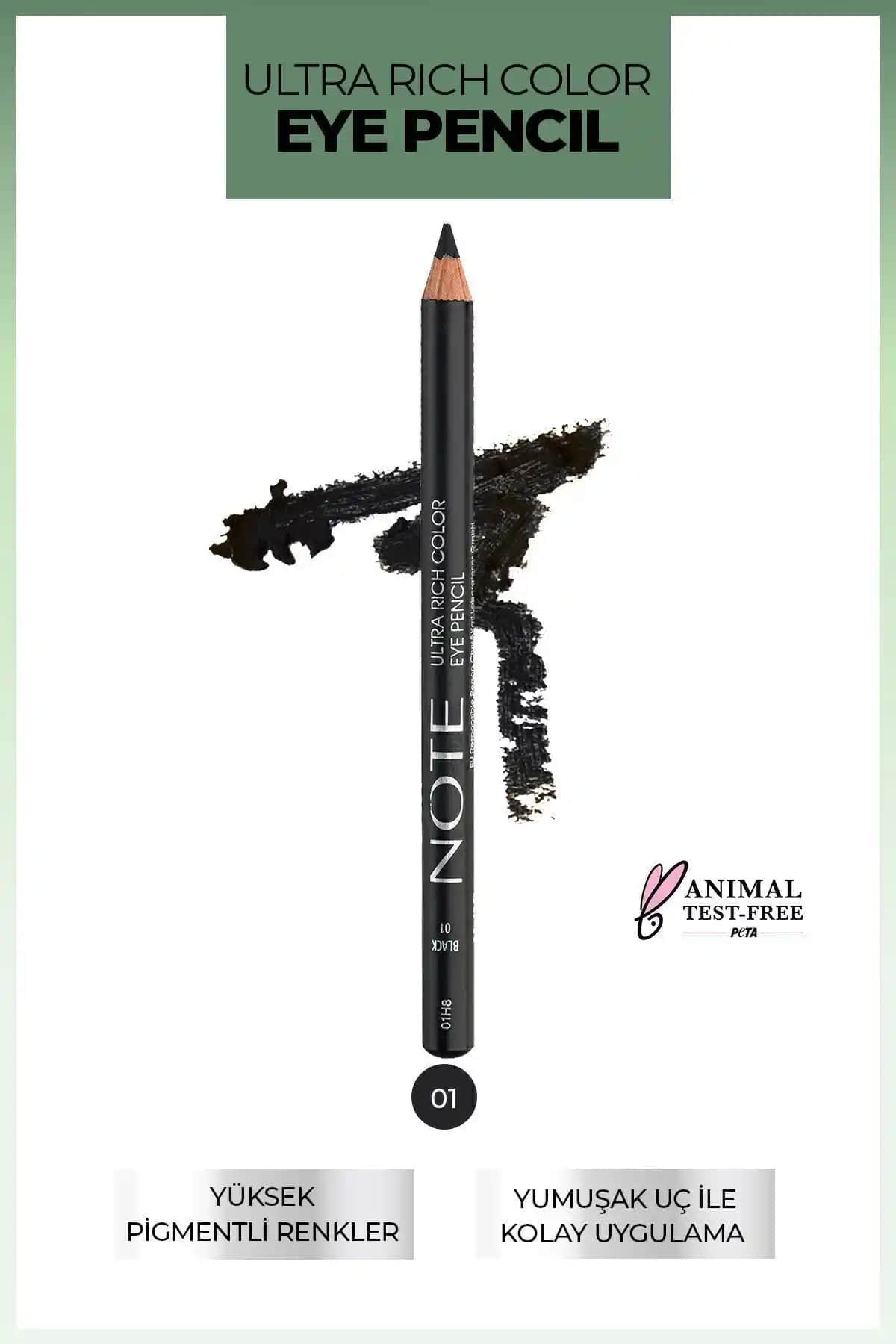 Note Cosmetics Ultra Rich Color Göz Kalemi Siyah Yarı-Mat Bitişli ve Uzun Süre Kalıcı