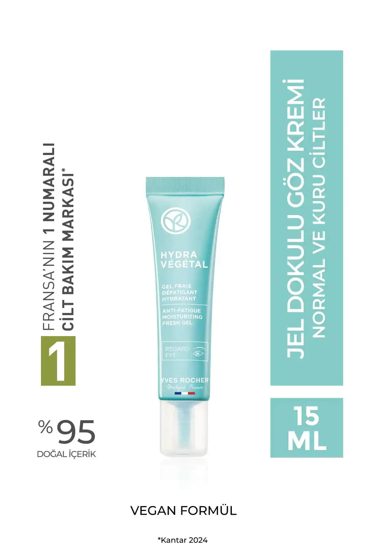 Yves Rocher Hydra Vegetal Jel Dokulu Göz Kremi Kuru ve Hassas Göz Çevresi İçin Doğal Nemlendirme Çözümü