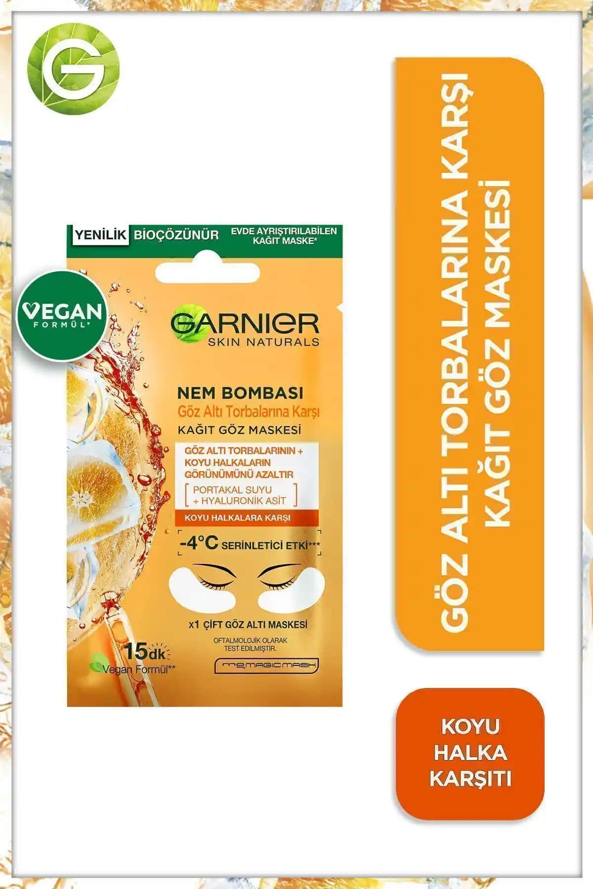 Garnier Nem Bombası Göz Altı Kağıt Maskesi: Nemlendirici ve Ferahlatıcı Göz Bakımı