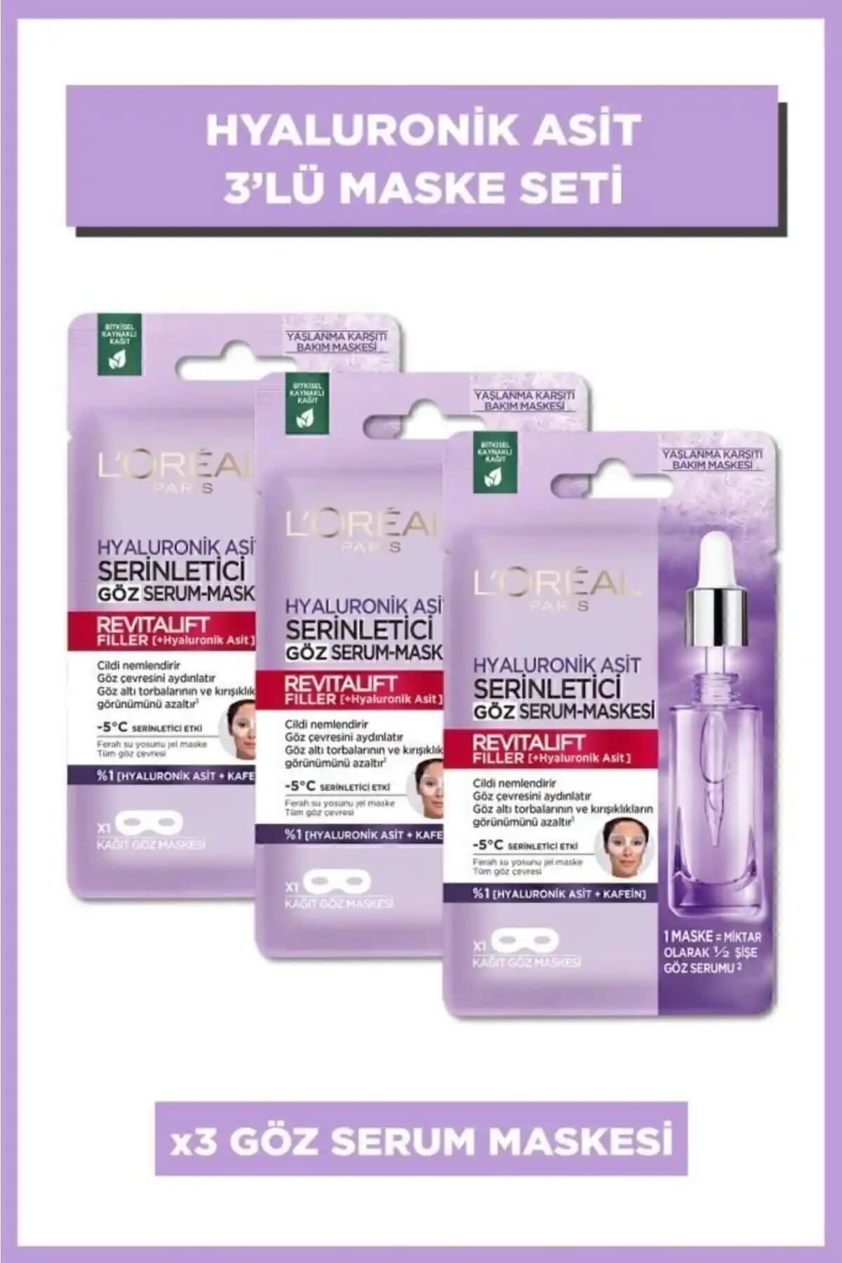 L'Oreal Paris Revitalift Filler Serinletici Göz Serum Maskesi 3'lü Set: Yenilikçi Göz Bakımı