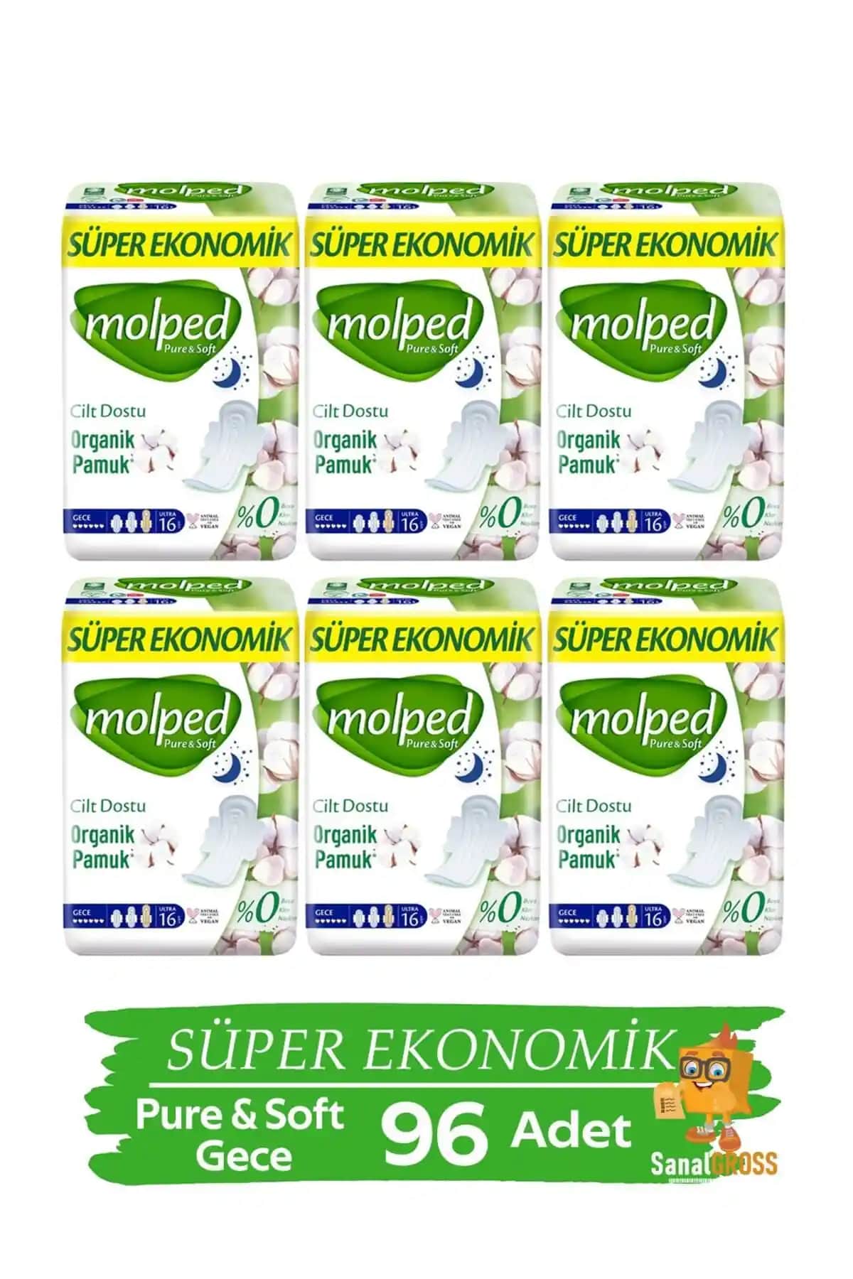 Molped Pure & Soft Süper Eko Gece Pedleri: Organik ve Güvenli Hijyen Ürünü