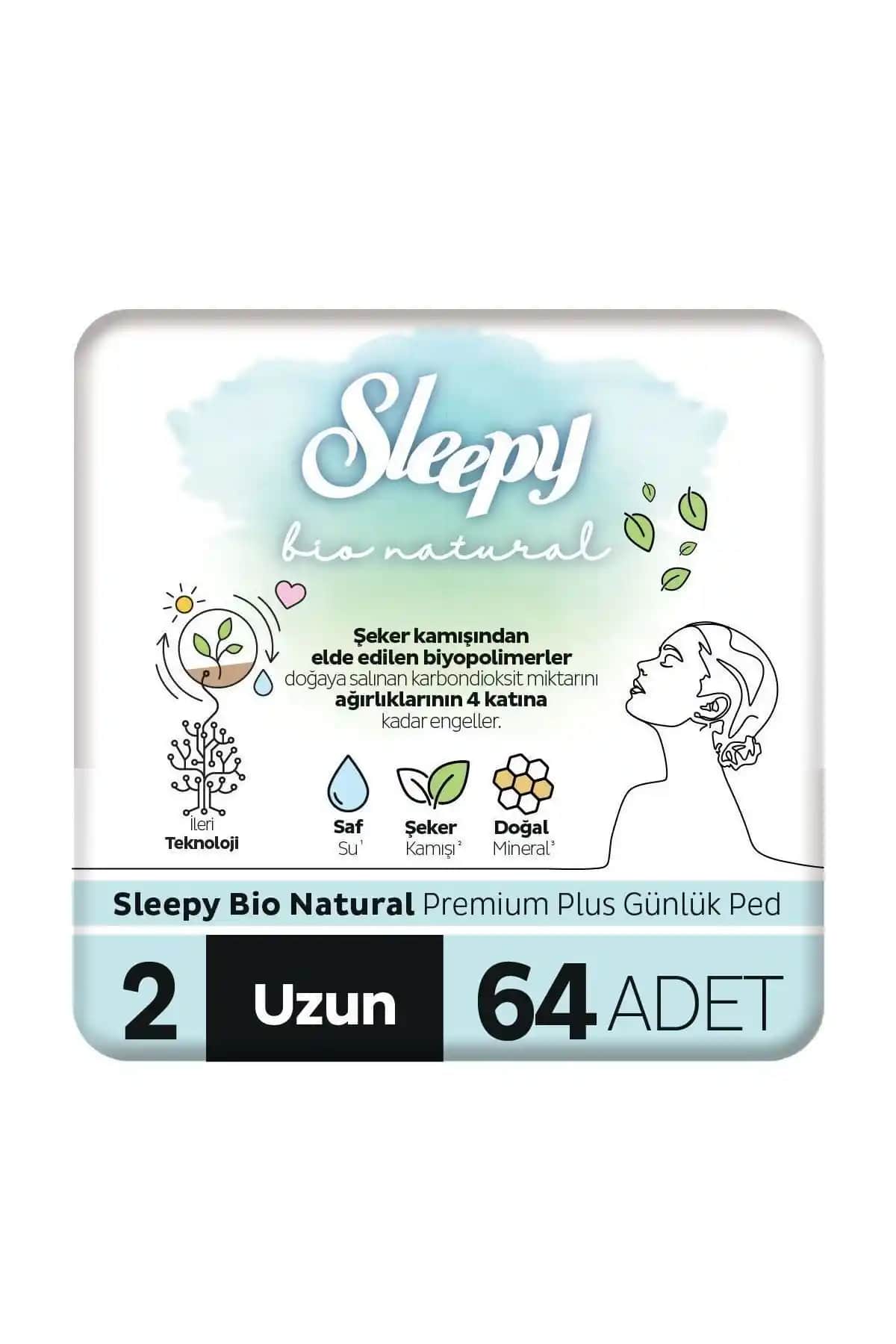 Sleepy Bio Natural Plus Günlük Ped Uzun ve Organik İçerikli Hijyen Ürünü