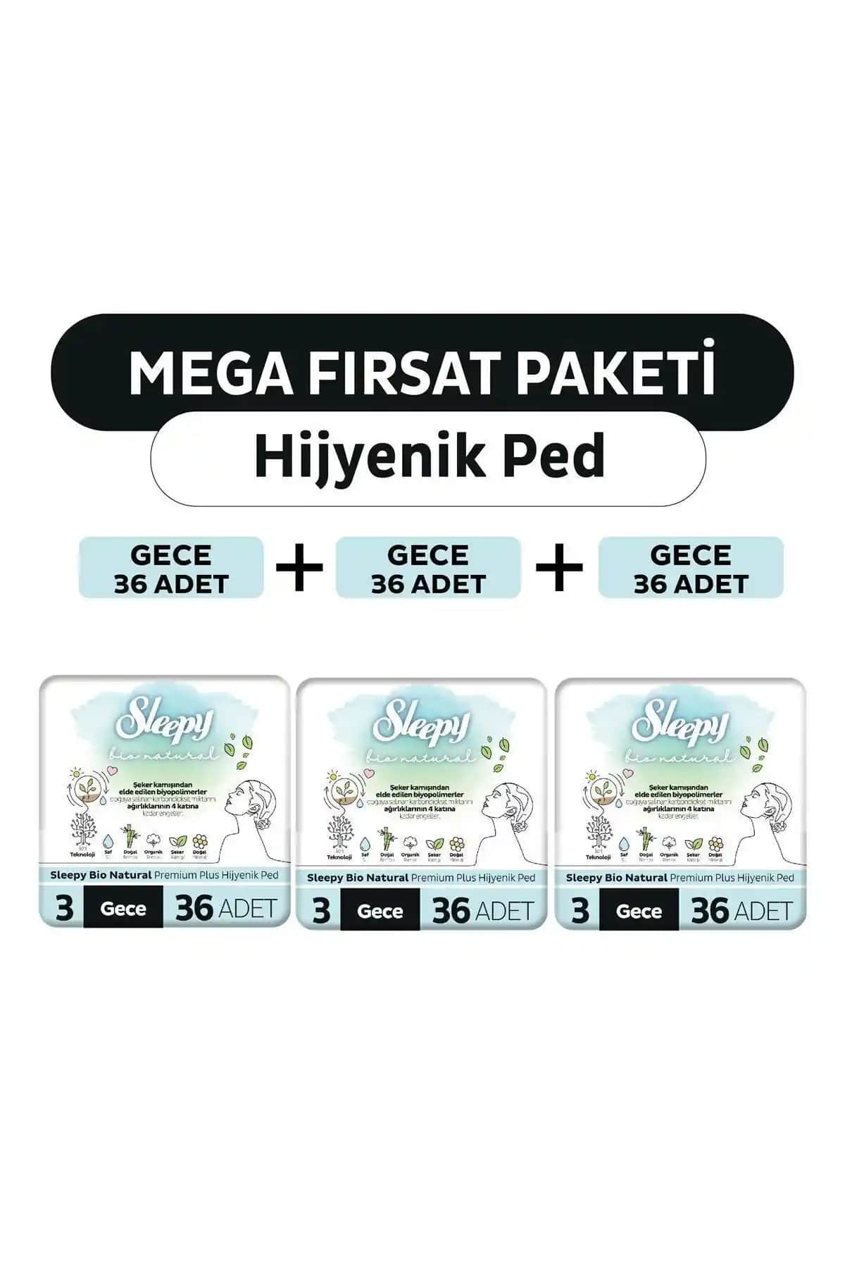 Sleepy Bio Natural Plus Hijyenik Ped Mega Paketi ile Gece Güvenliğinizi Sağlayın