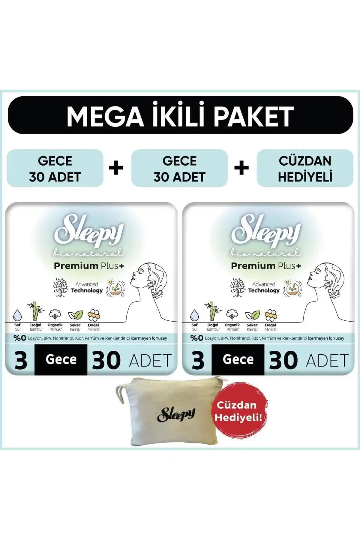 Sleepy Bio Natural Premium Plus Hijyenik Pedler Gece Kullanımı İçin Güvenilir ve Organik Çözüm