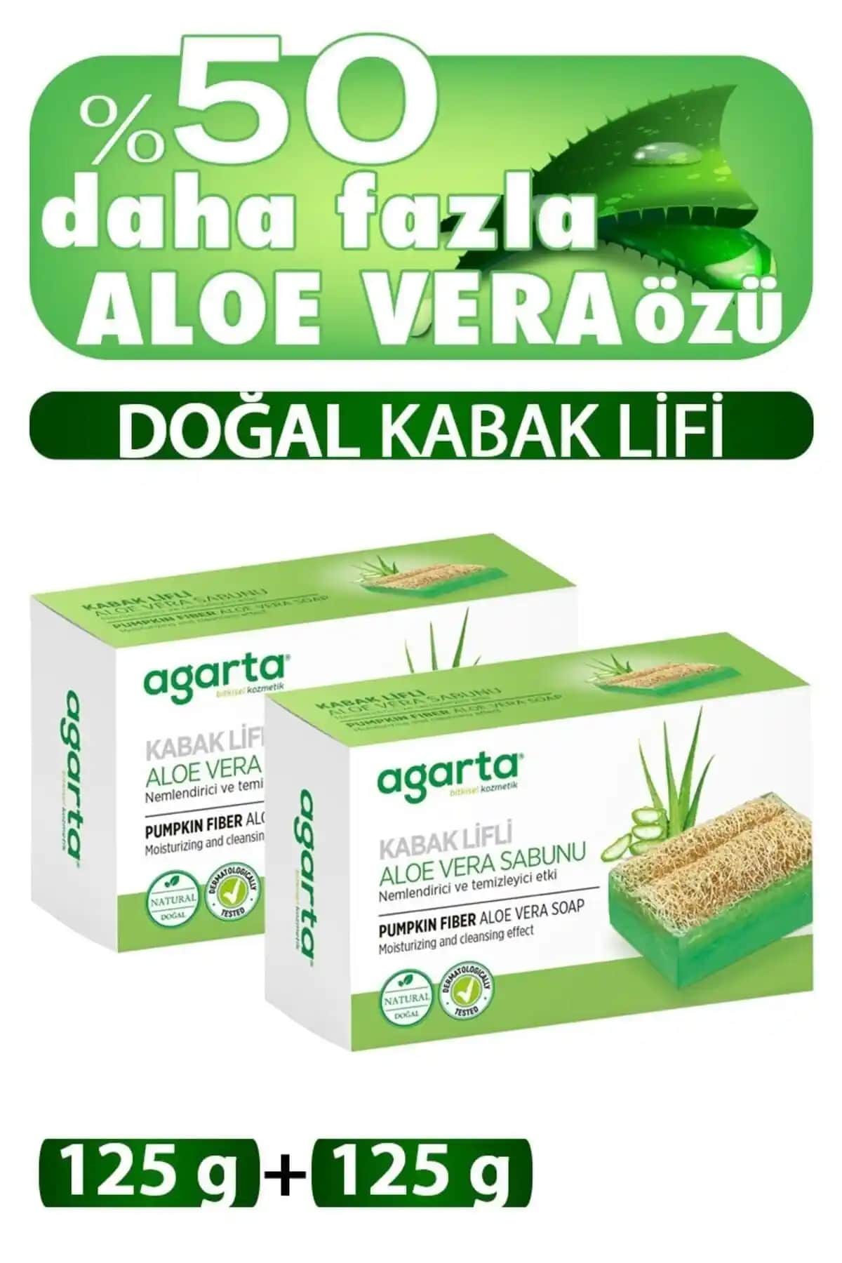Agarta 2 Li Kabak Lifli Aloe Vera Sabunu Doğal ve El Yapımı Cilt Temizliği İçin