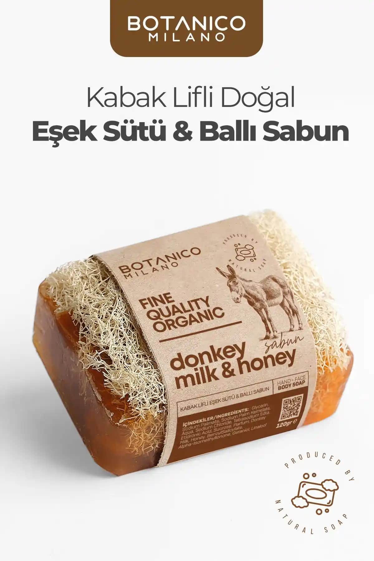 Botanico Milano Kabak Lifli Eşek Sütü ve Ballı Sabun Doğal Cilt Temizliği ve Yenileme