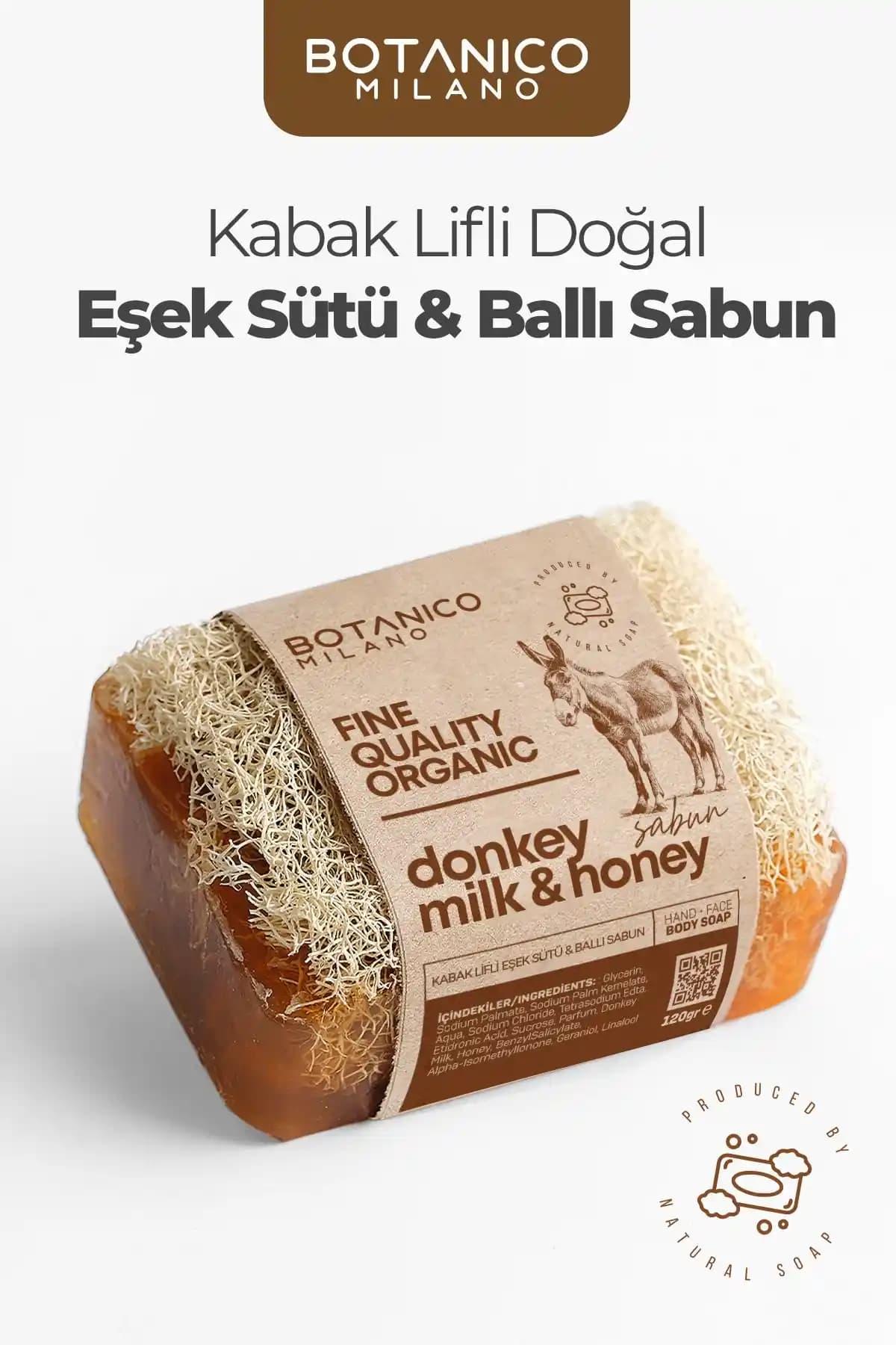 Botanico Milano Kabak Lifli Eşek Sütü ve Ballı Sabun Doğal Cilt Temizliği ve Yenileme