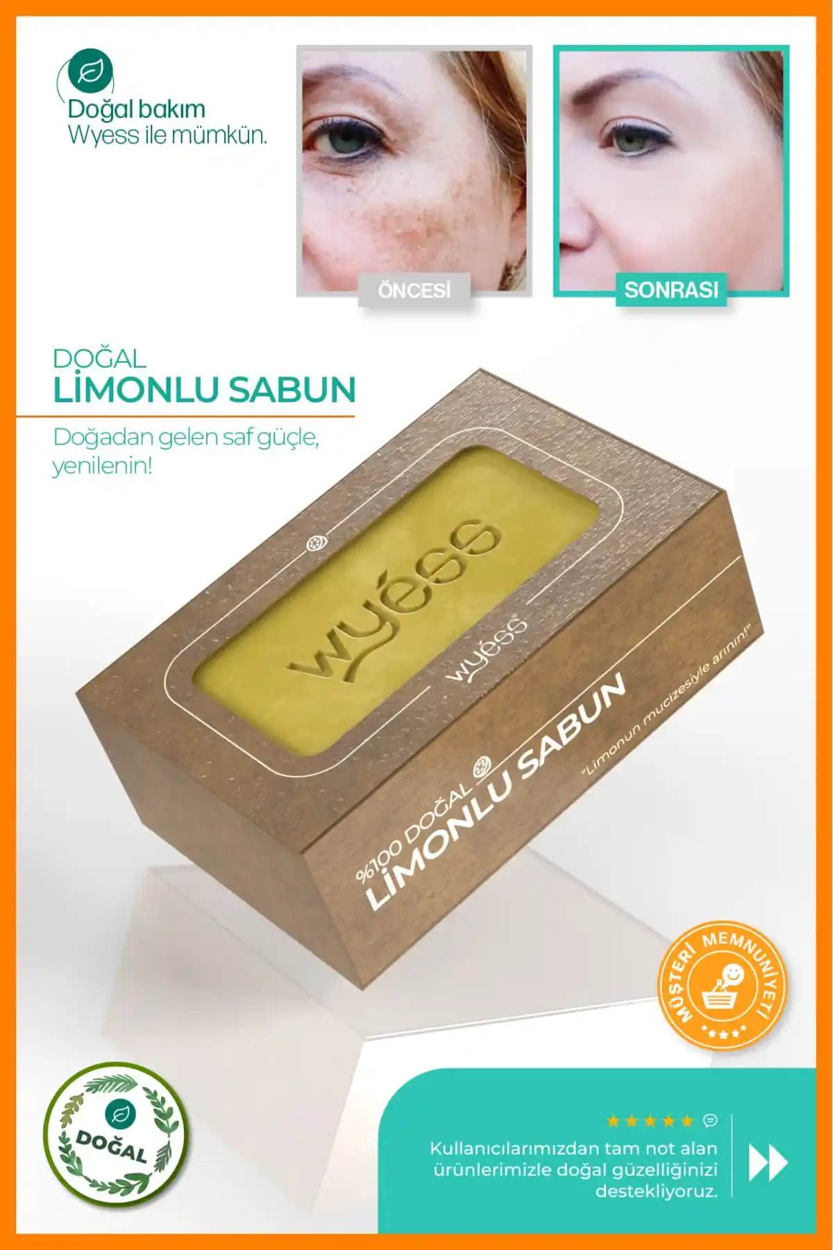 Wyess Doğal Limonlu Sabun 120 gr: Doğal İçerikli Ferah Temizlik Ürünü