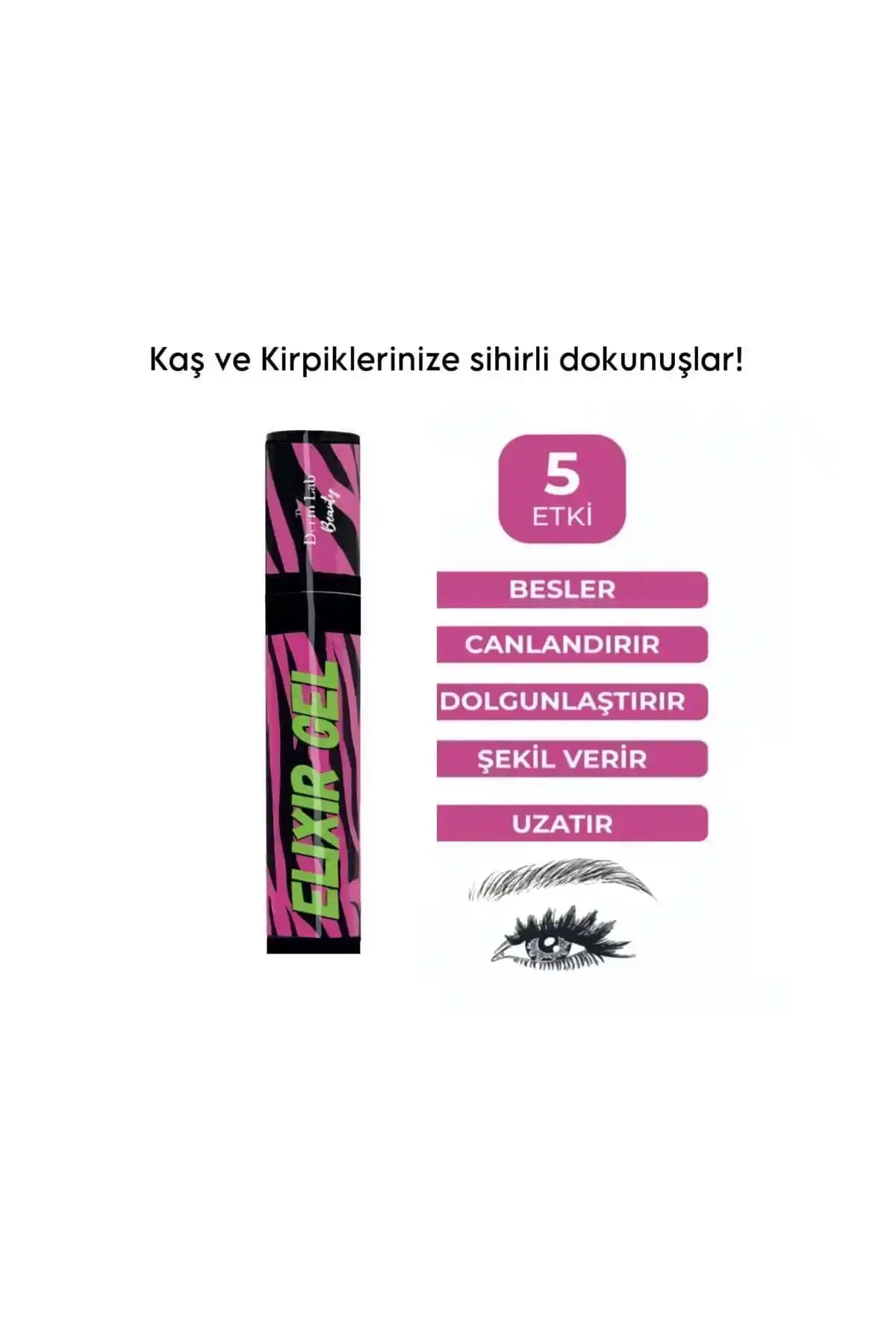 Kaş ve Kirpik Güçlendirme ve Şekillendirme İçin Derm Lab Elixir Jel Ürünü