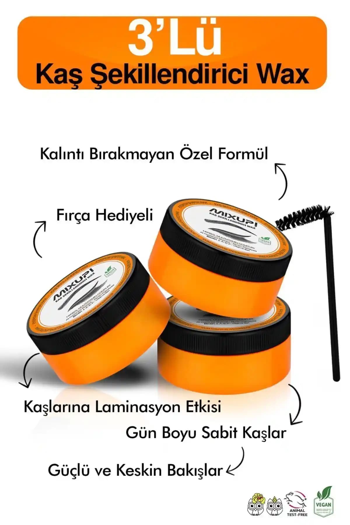 Mixup 3'lü Kaş Şekillendirici ve Sabitleyici Wax Doğal ve Uzun Süreli Kalıcılık Sağlar