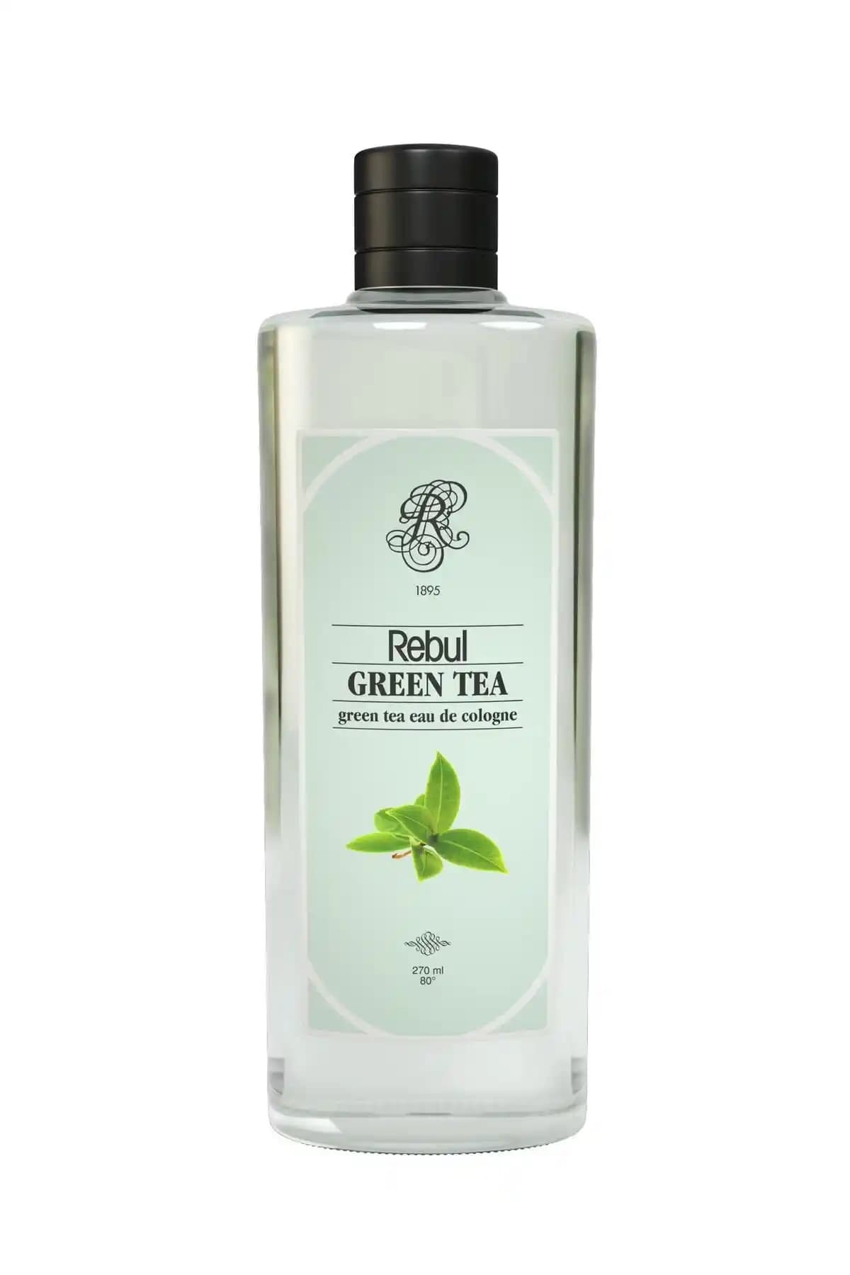 Rebul Green Tea Kolonya 270 ml doğal içerik ve ferahlatıcı kokusuyla günlük kullanım için ideal
