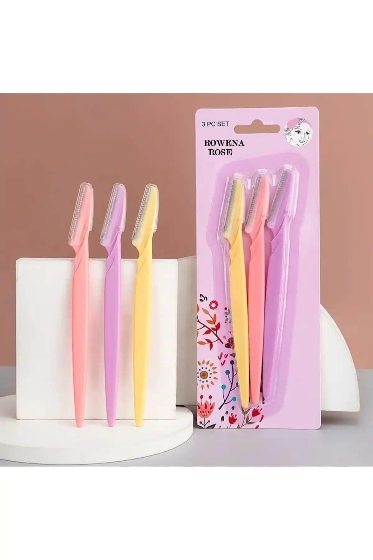 ROWENAROSE 3'lü Kaş Ustura Seti Renkli - Yüz ve Kaş Bakımında Pratik ve Etkili Çözüm