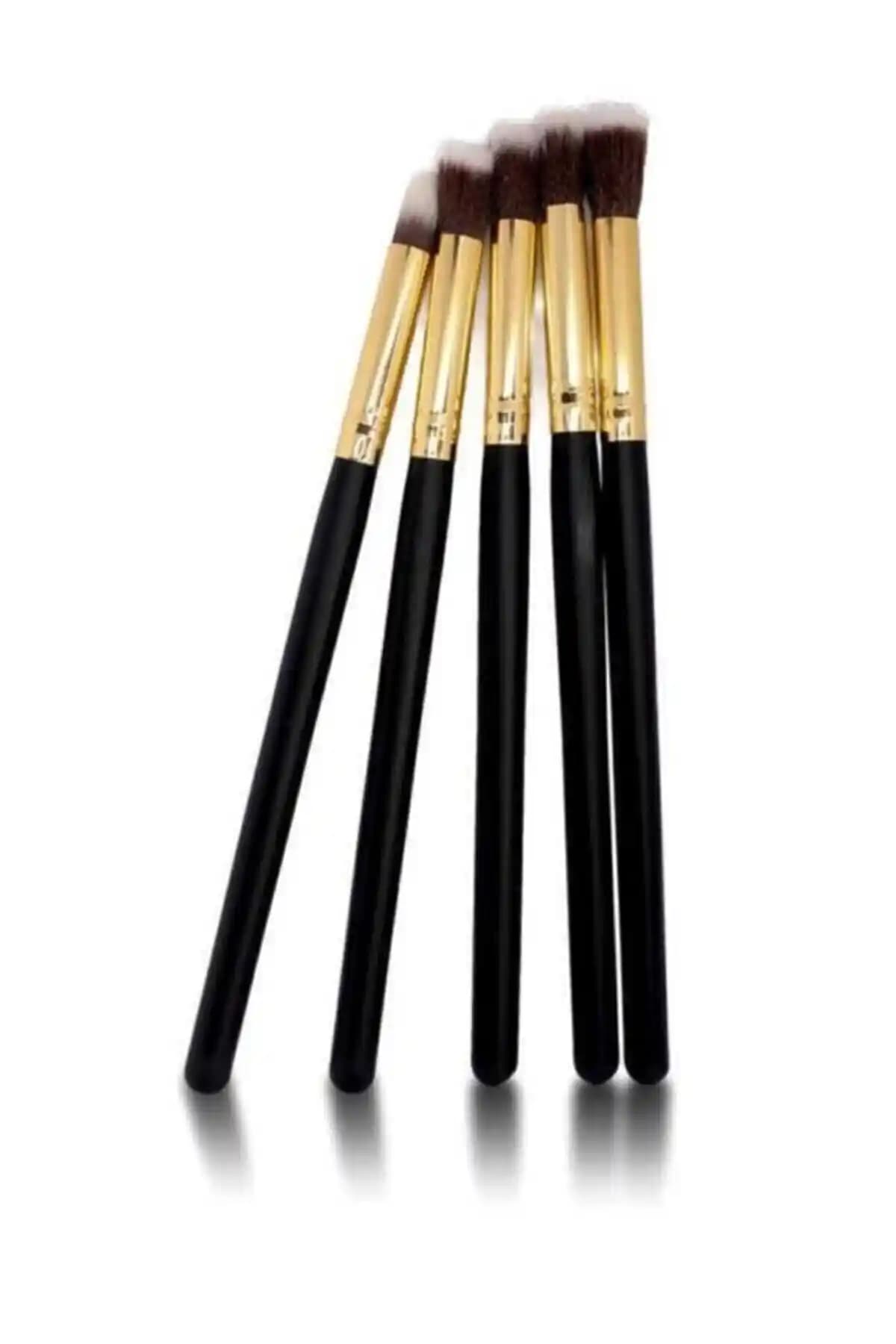 Makyaj Sanatını Kolaylaştıran MUJGAN 5'li Far Fırça Seti Uzun Saplı Siyah