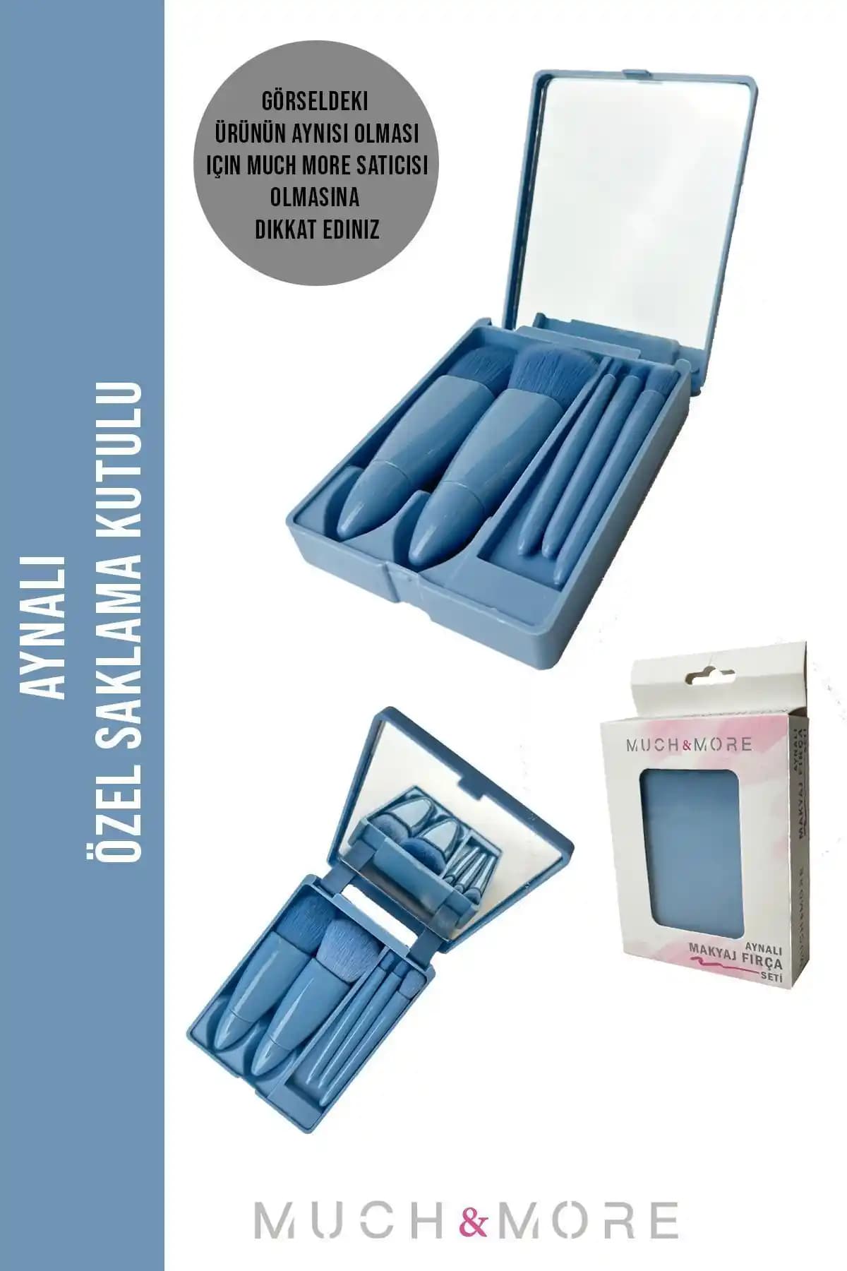 Much and More Taşınabilir Mavi 5'li Makyaj Fırça Seti Şık ve Pratik Tasarım