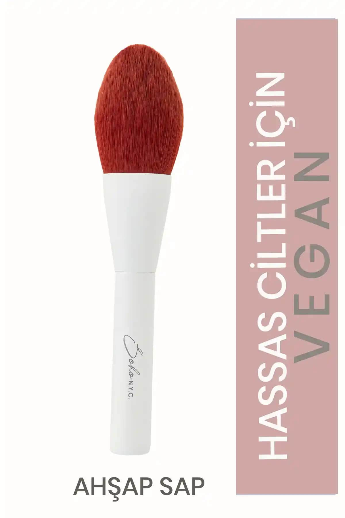 Soho N.Y.C. Vegan Düz Pudra-Allık Makyaj Fırçası: Yüksek Performanslı ve Doğa Dostu Tasarım