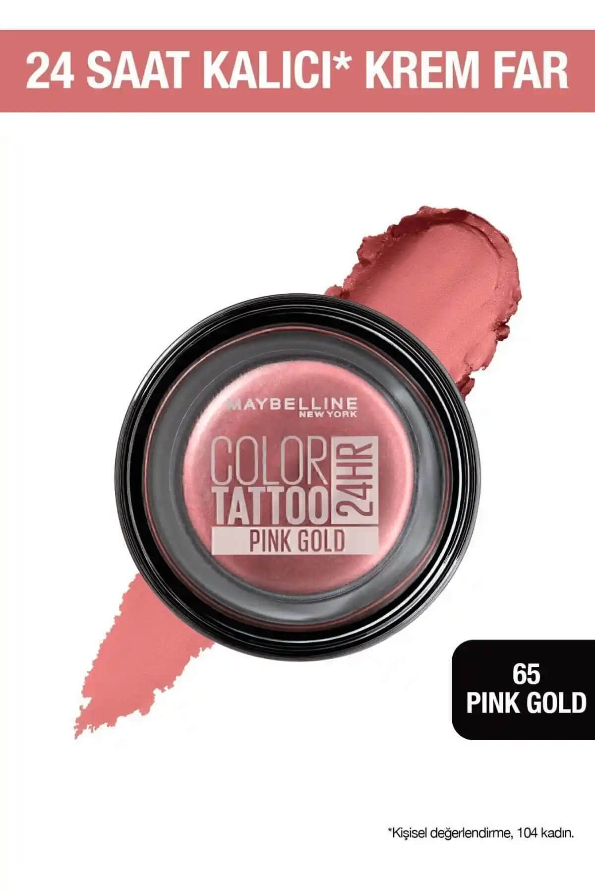 Maybelline New York Color Tattoo 24H Göz Farı 65 Pink Gold Parlak ve Kalıcı Göz Makyajı