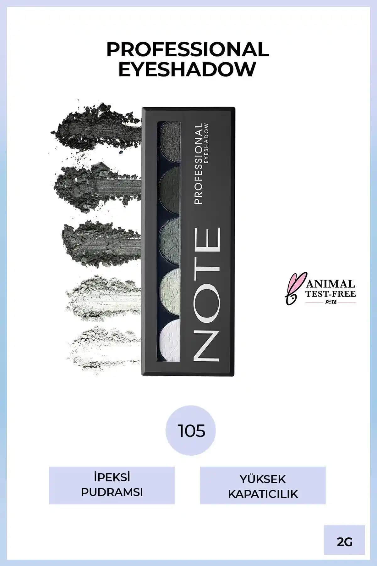 Note Cosmetics Profesyonel Göz Farı Paleti 105 Back To Black yüksek pigmentasyon ve geniş renk skalasıyla ideal
